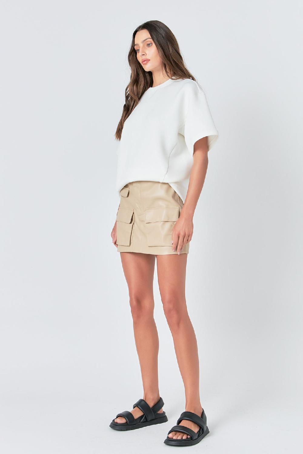 Endless Rose Low Waisted Cargo Mini Skirt TAUPE
