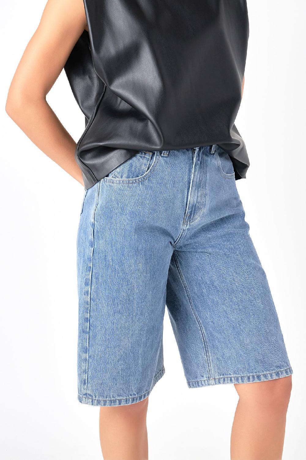 Endless Rose Low Waisted Denim Shorts BLUE