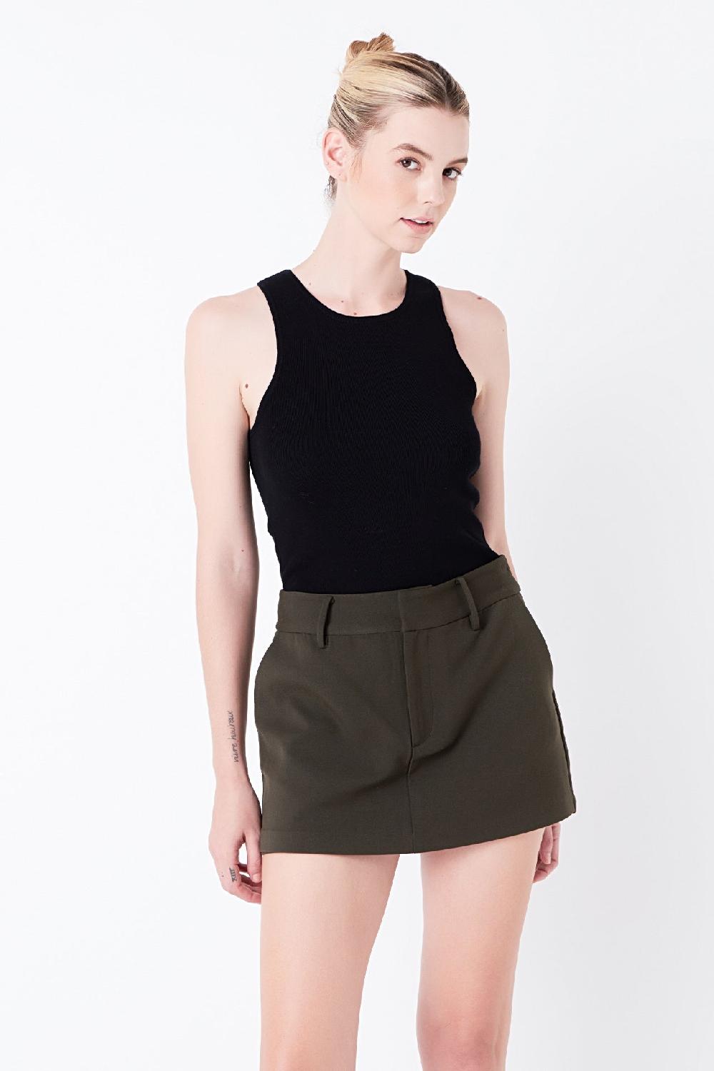 Endless Rose Low Waisted Mini Skort OLIVE