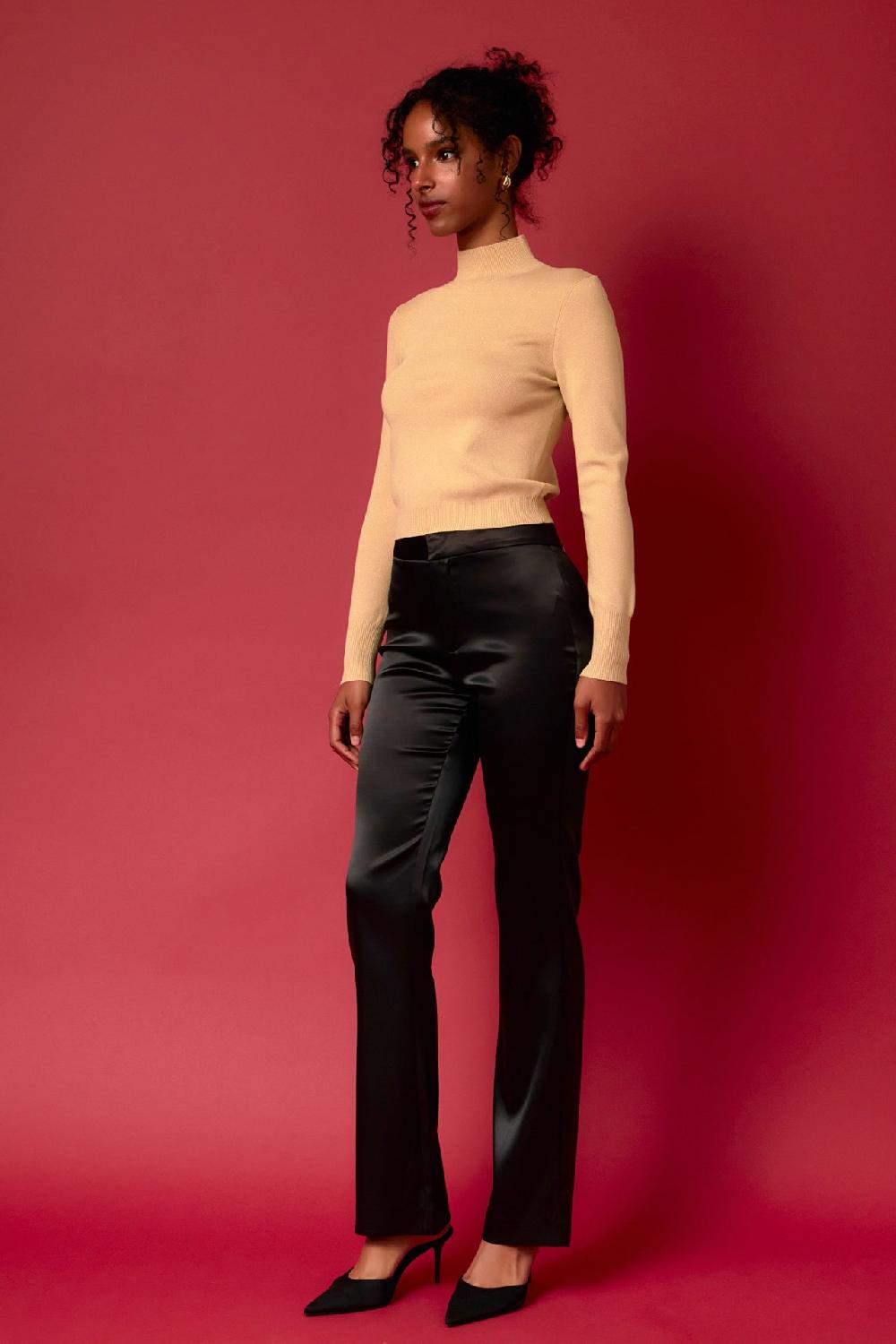 Endless Rose Lurex Knit Crop Top BEIGE