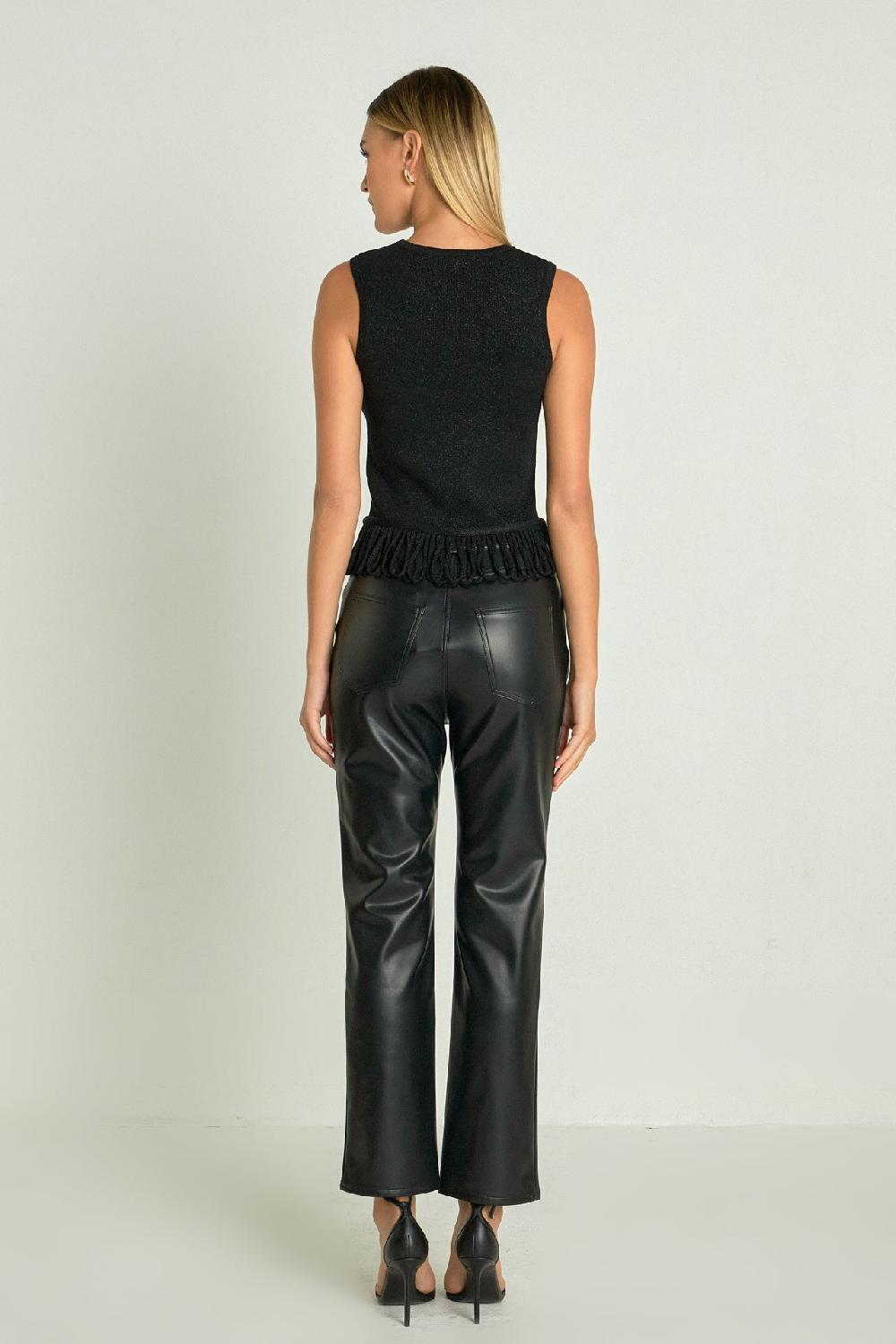 Endless Rose Lurex Knit Loop Top BLACK