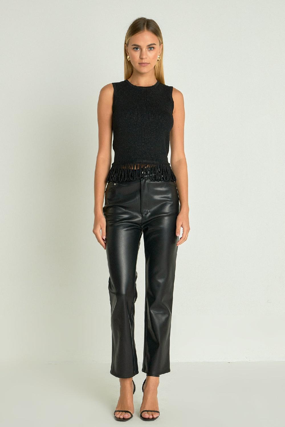 endless rose Lurex Knit Loop Top BLACK