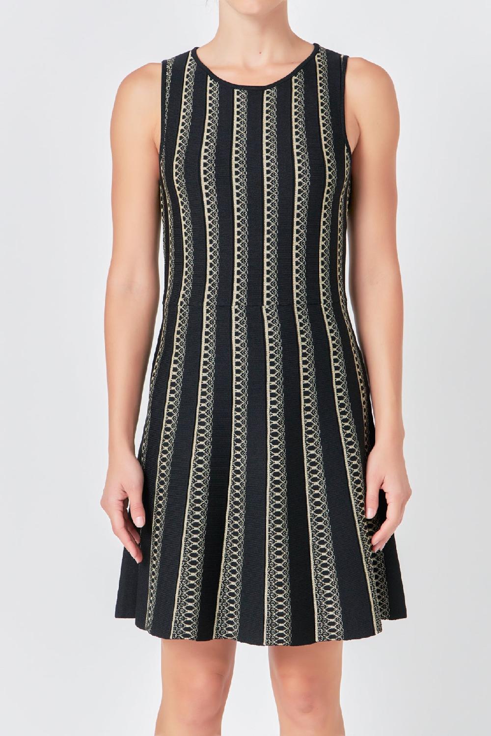 Endless Rose Lurex Knit Mini Dress BLACK/GOLD