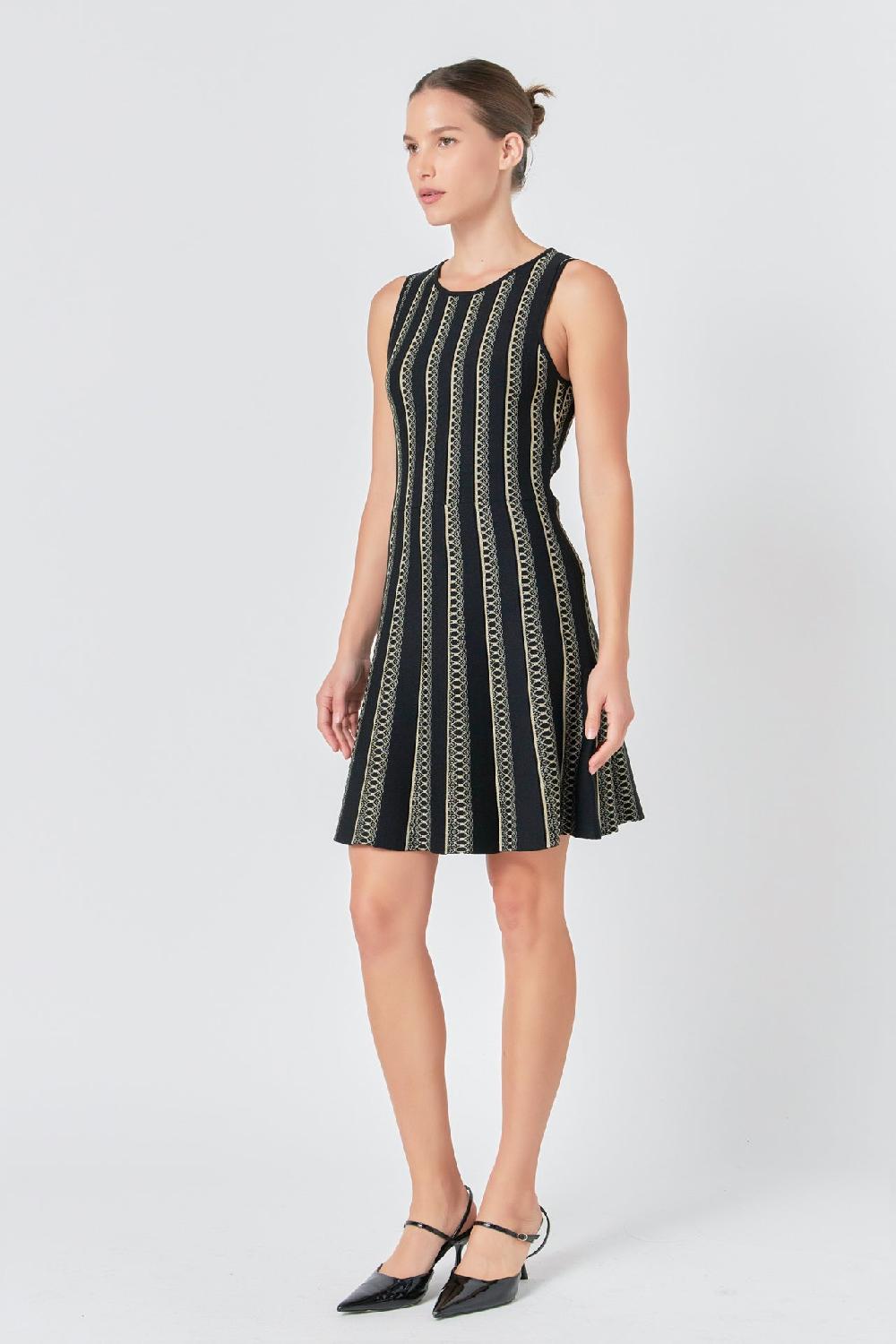 Endless Rose Lurex Knit Mini Dress BLACK/GOLD