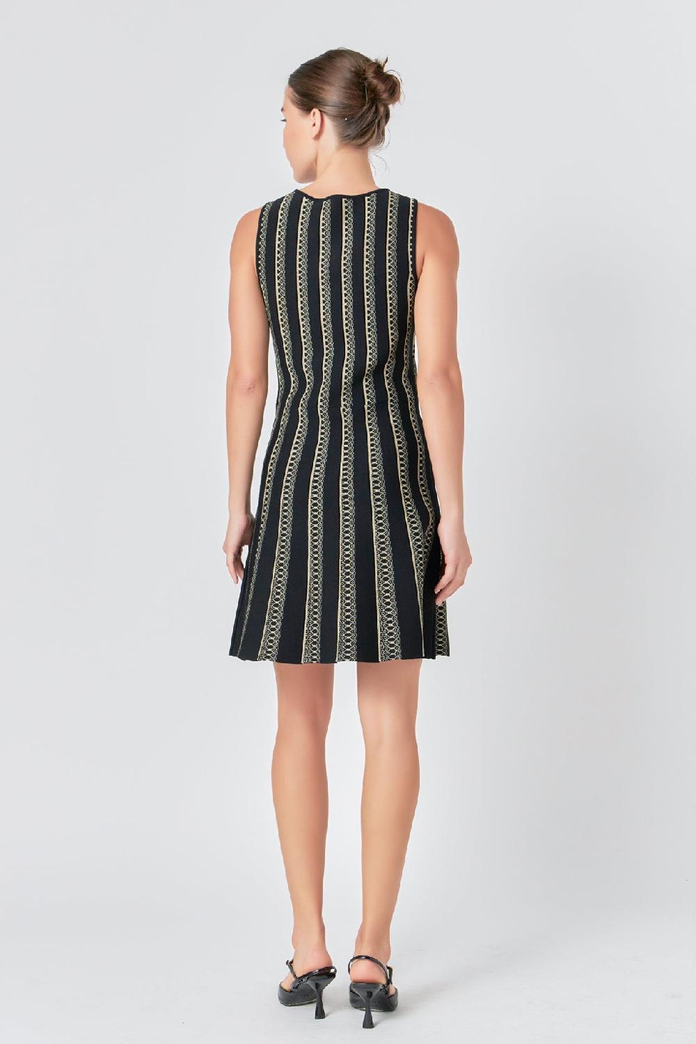 Endless Rose Lurex Knit Mini Dress BLACK/GOLD