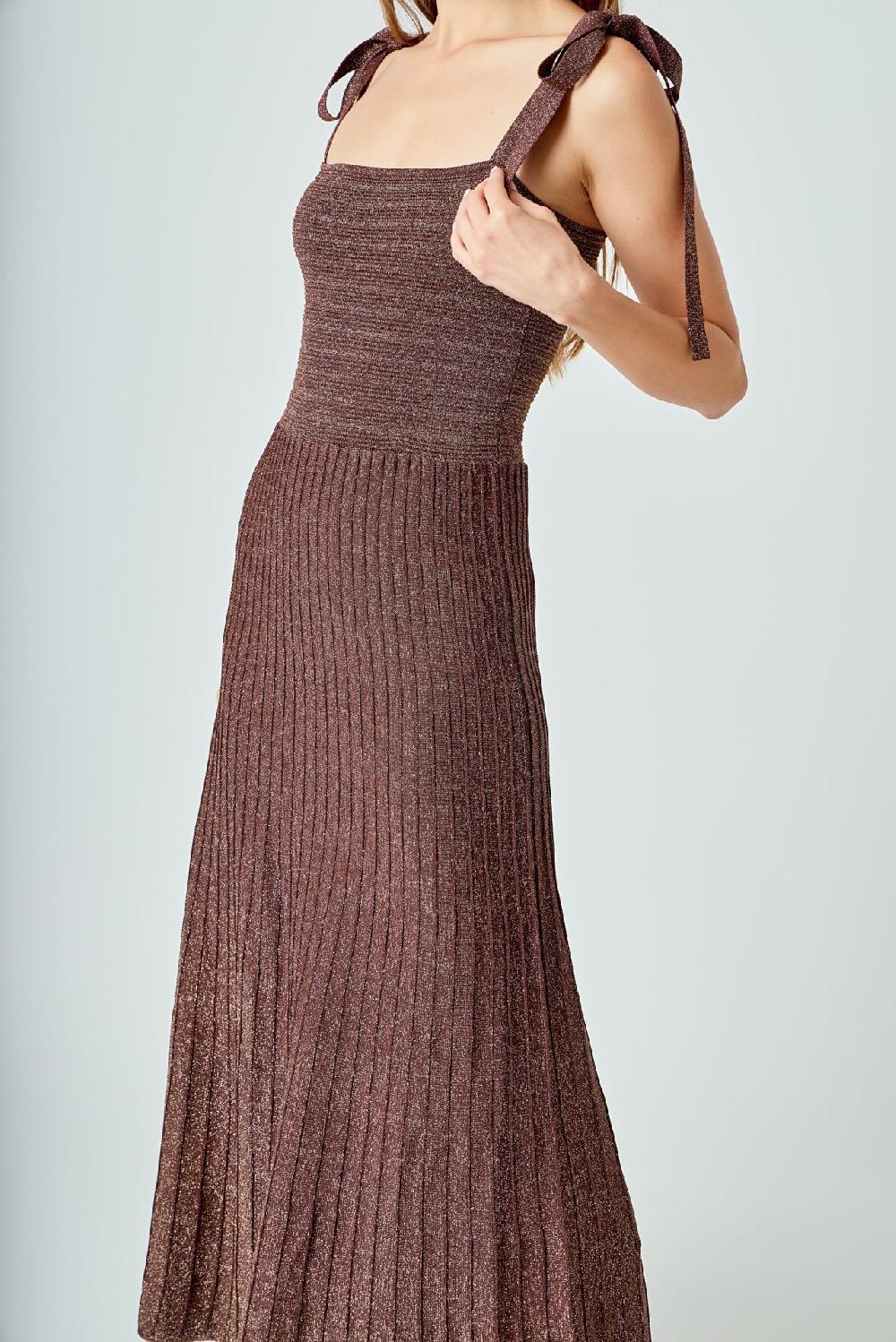 Endless Rose Lurex Sleeveless Maxi Dress BROWN