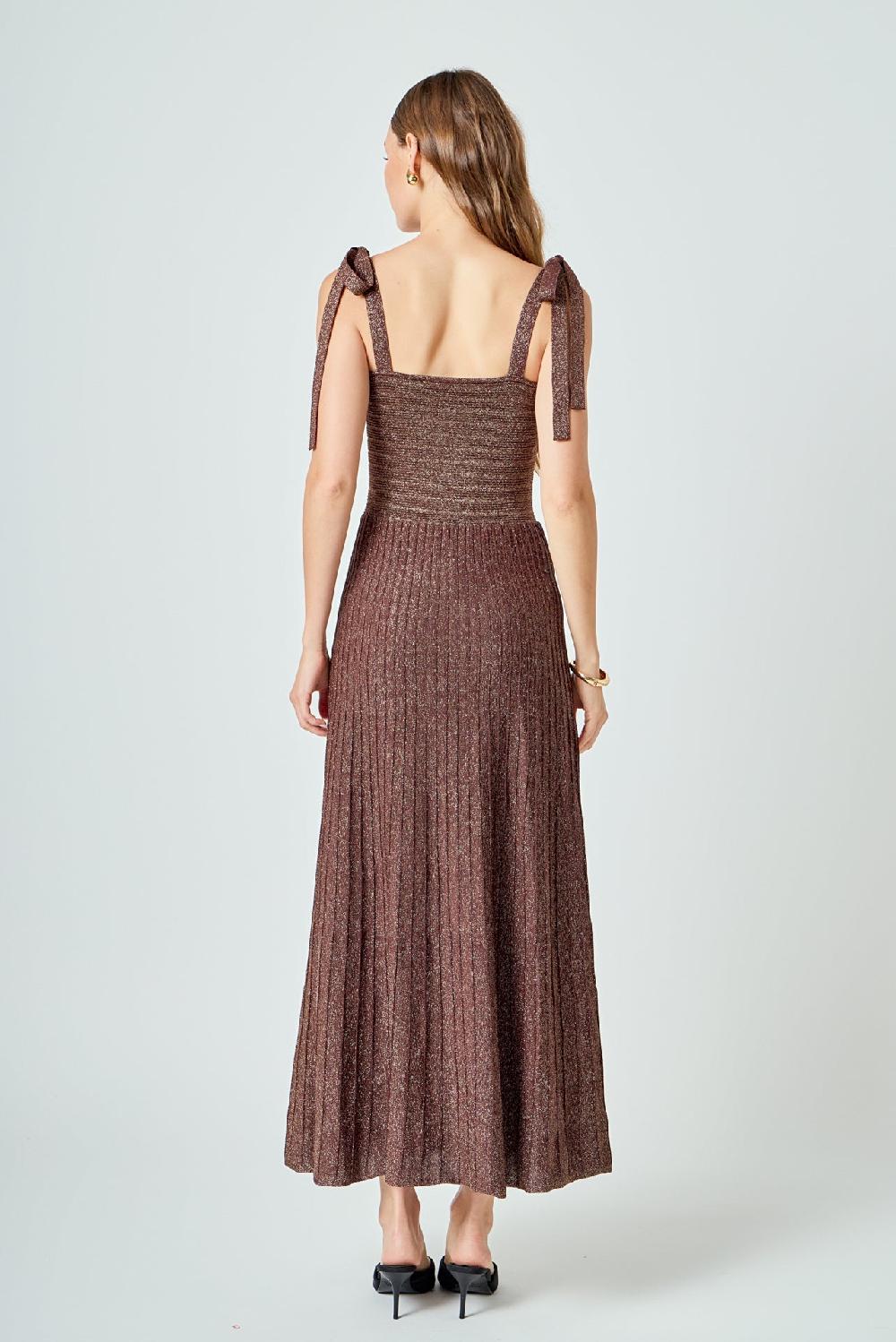 Endless Rose Lurex Sleeveless Maxi Dress BROWN