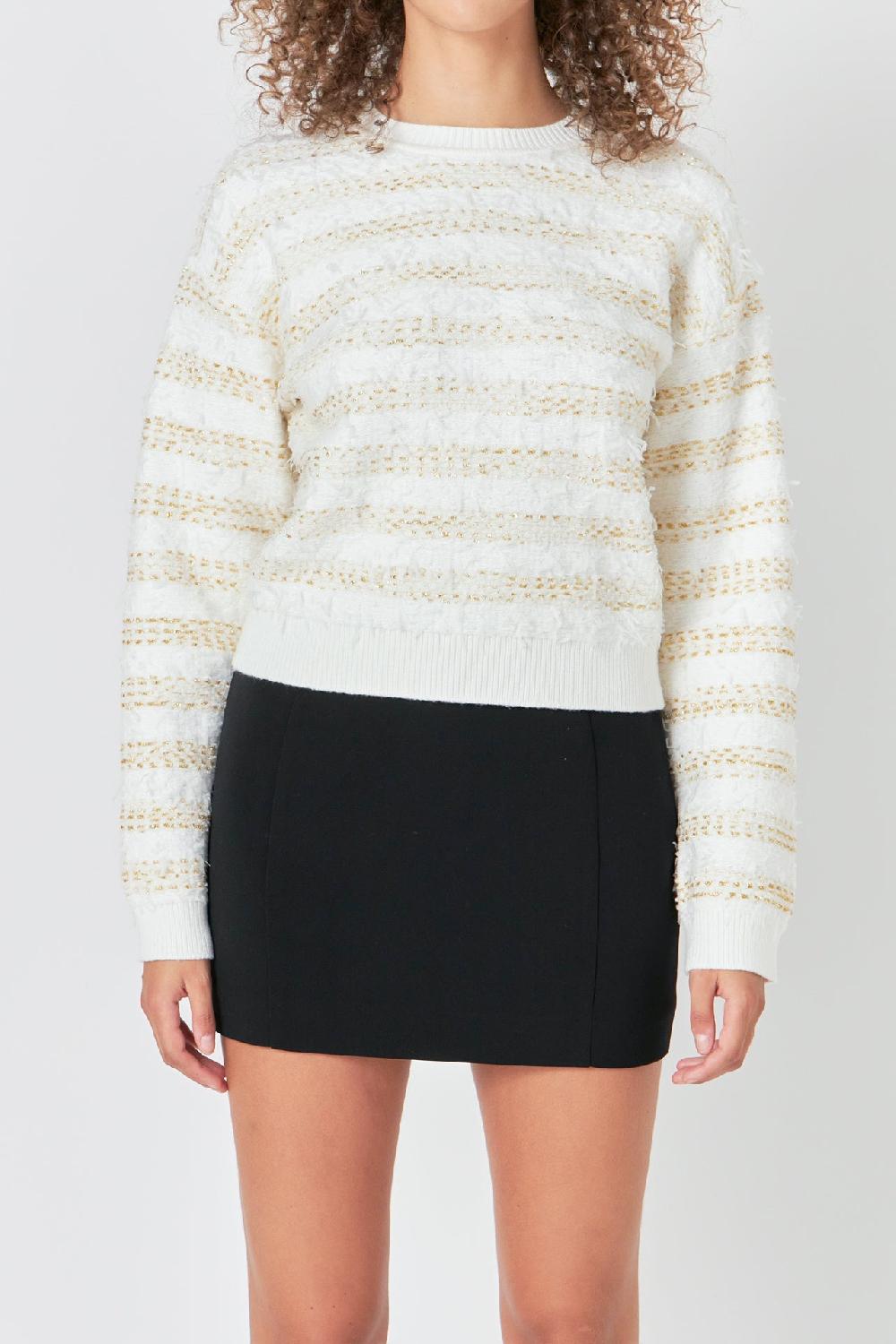 Endless Rose Lurex Striped Sweater IVORY/GOLD