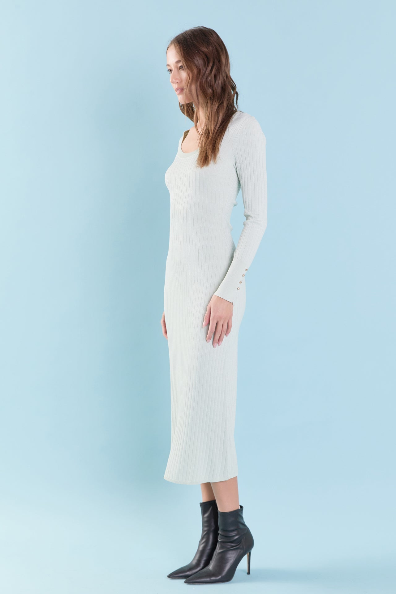 Endless Rose Lurex Sweater Midi Dress SAGE