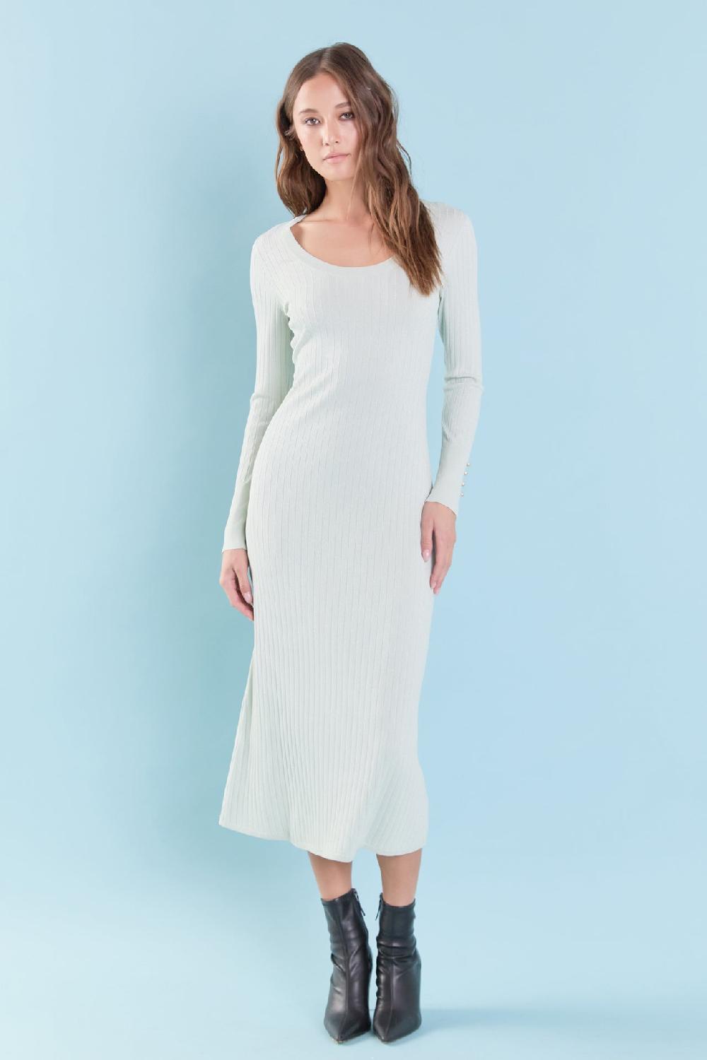endless rose Lurex Sweater Midi Dress SAGE
