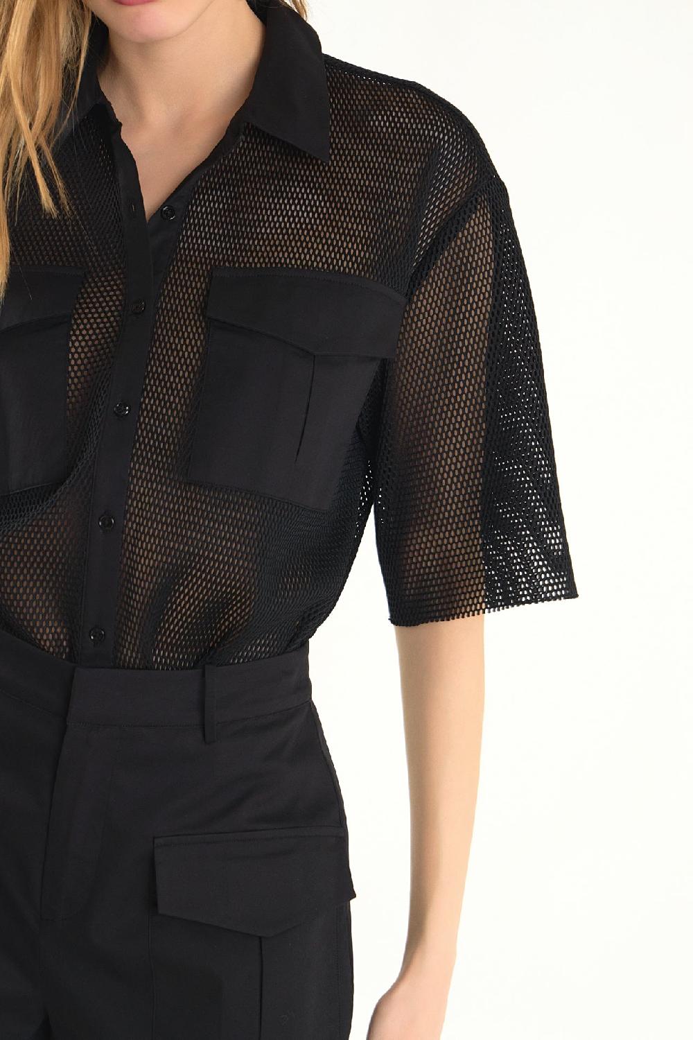 Endless Rose Mesh Net Top With Pockets BLACK
