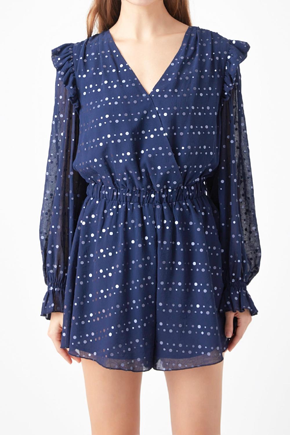 Endless Rose Metallic Dots Romper NAVY