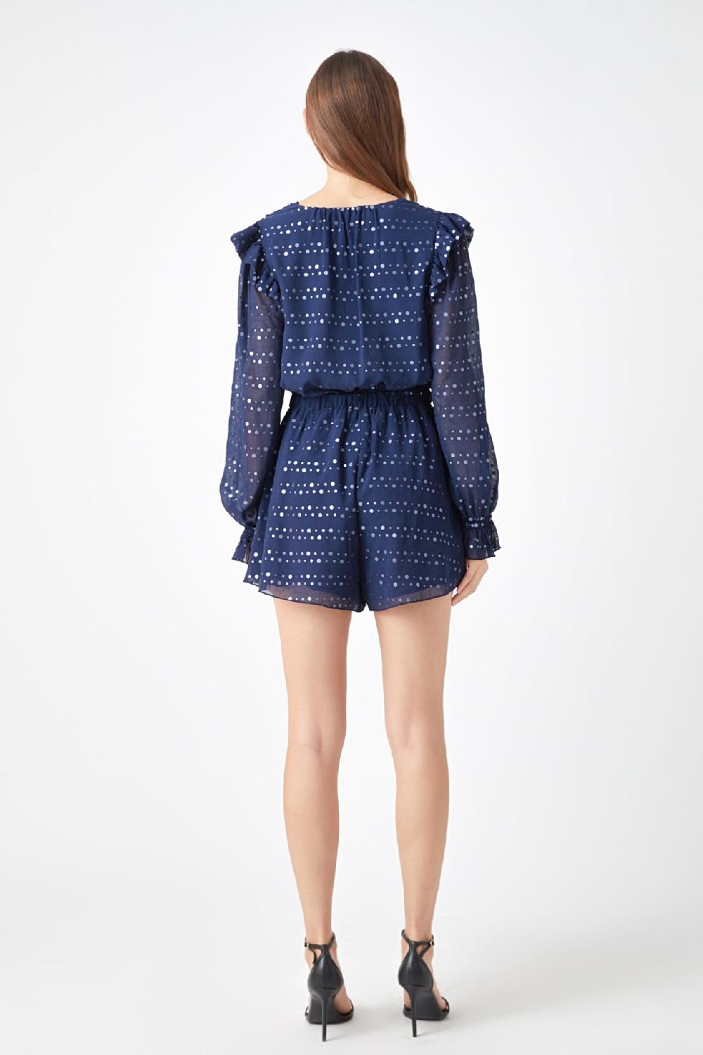 Endless Rose Metallic Dots Romper NAVY