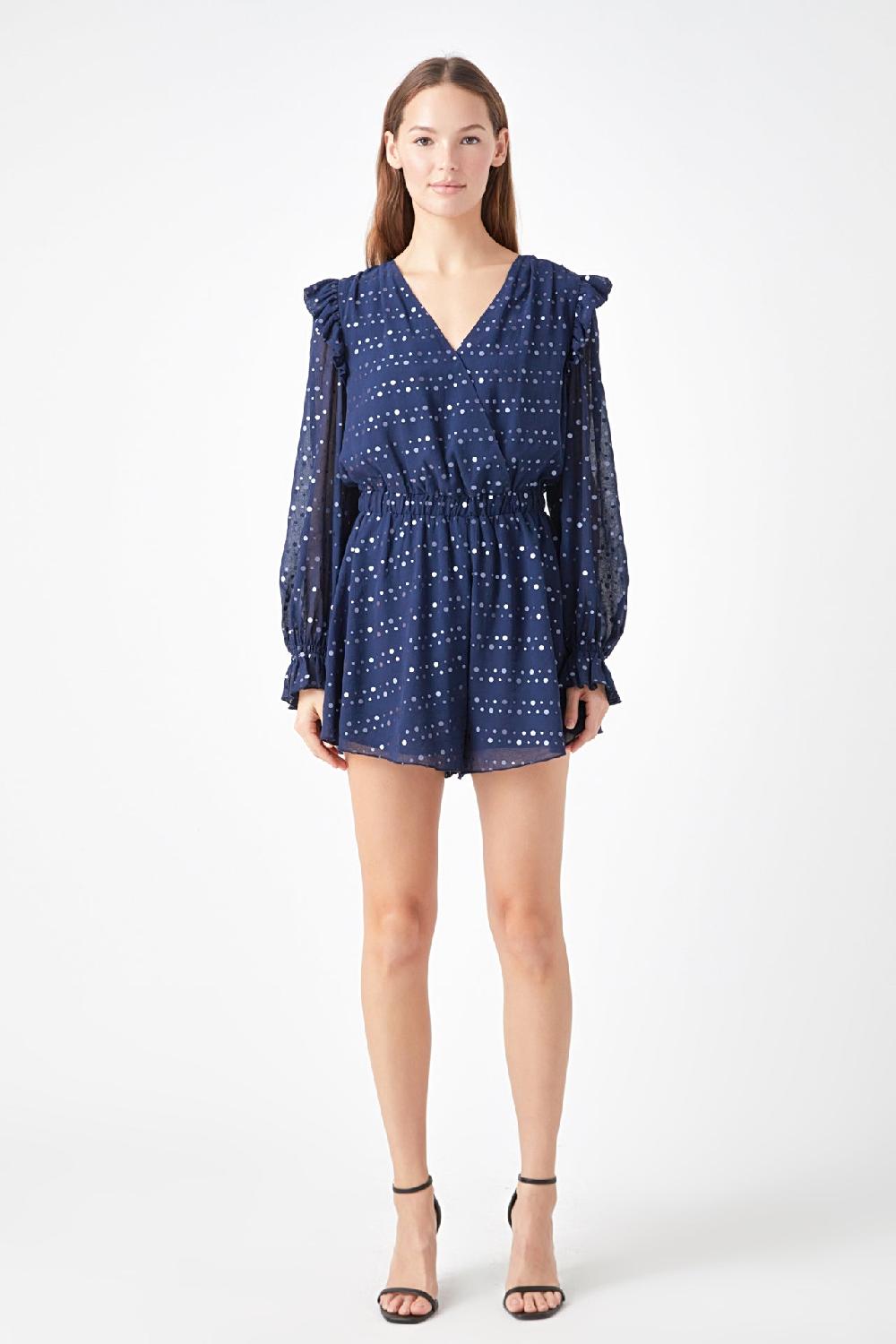 Endless Rose Metallic Dots Romper NAVY