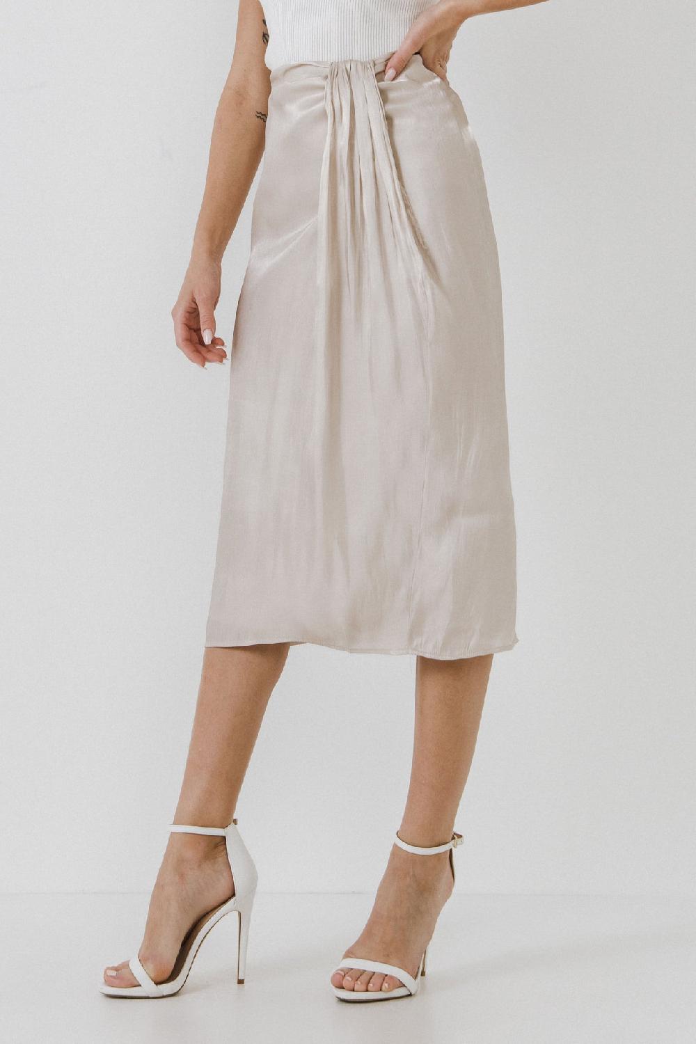 Endless Rose Metallic Effect Midi Skirt BEIGE