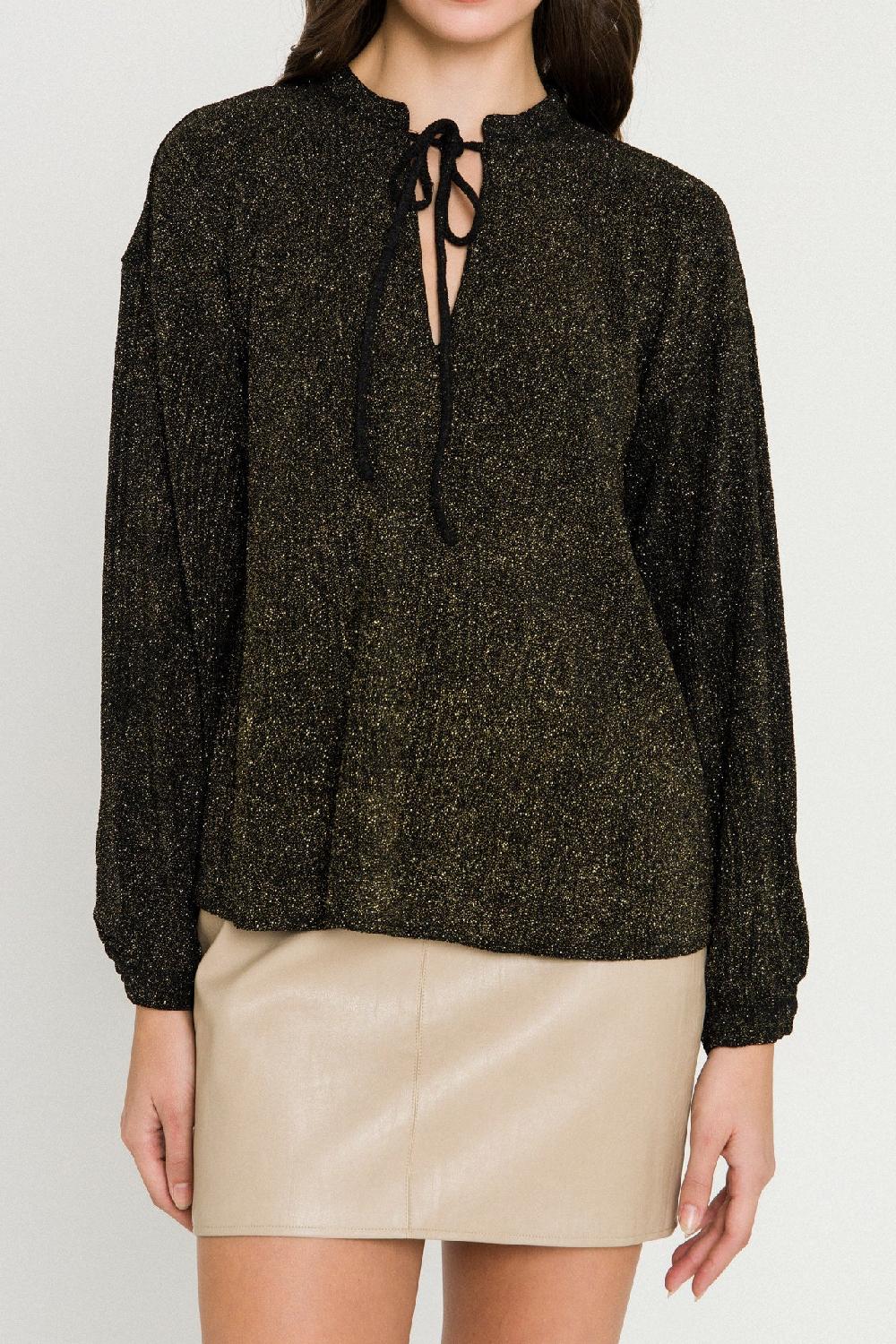 Endless Rose Metallic Knit Top BLACK