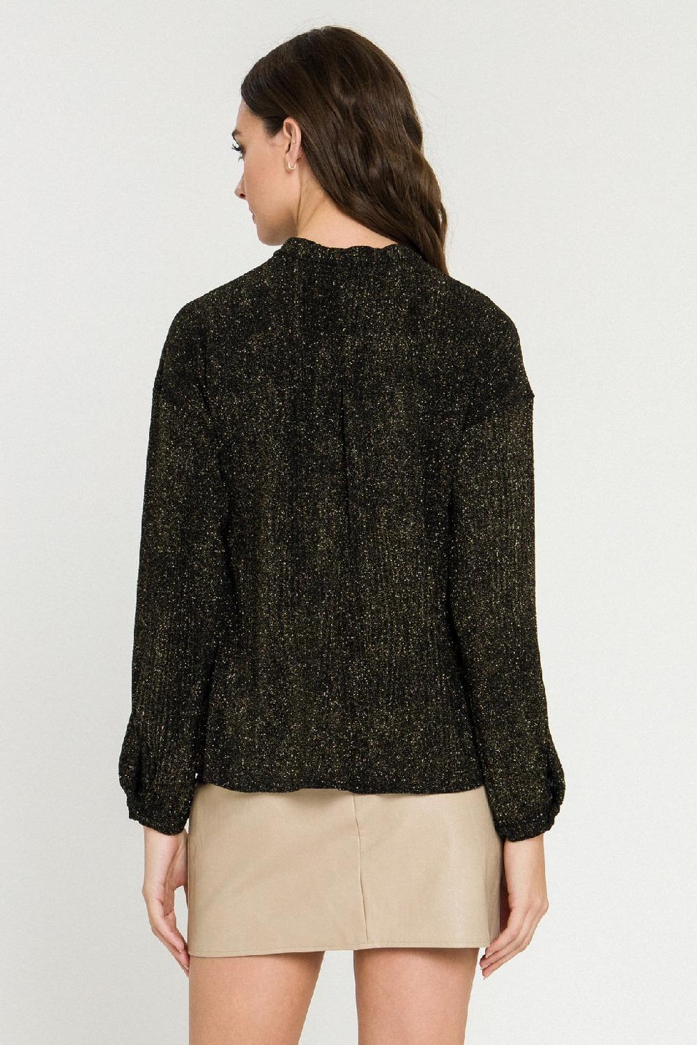 Endless Rose Metallic Knit Top BLACK