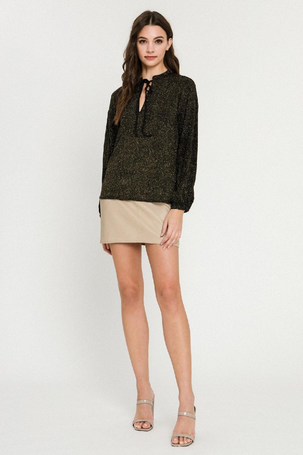 Endless Rose Metallic Knit Top BLACK