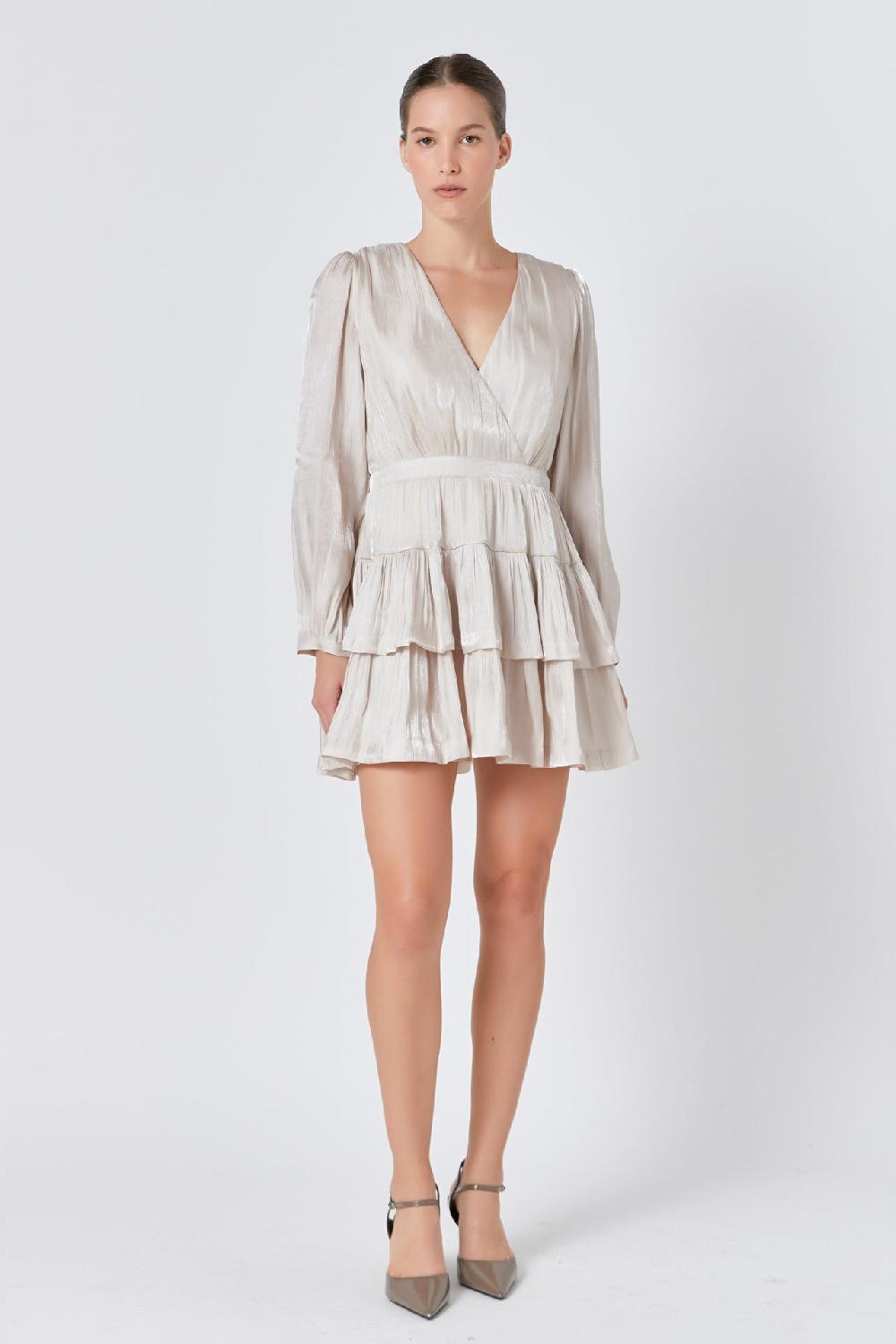 endless rose Metallic Mini Dress TAUPE