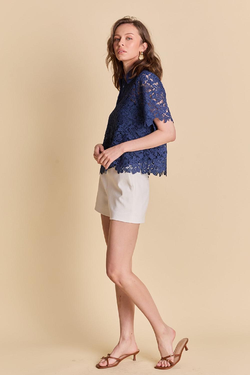 Endless Rose Mid Waisted Linen Shorts IVORY