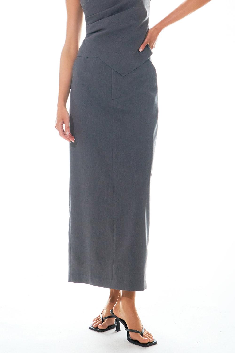 Endless Rose Mid-Waisted Maxi Skirt GREY