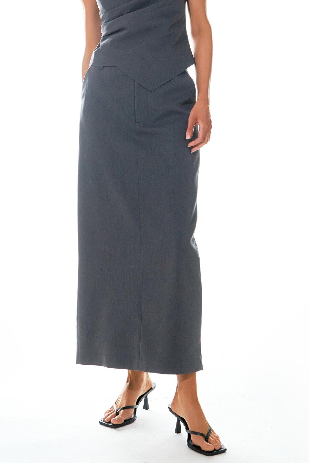 Endless Rose Mid-Waisted Maxi Skirt GREY
