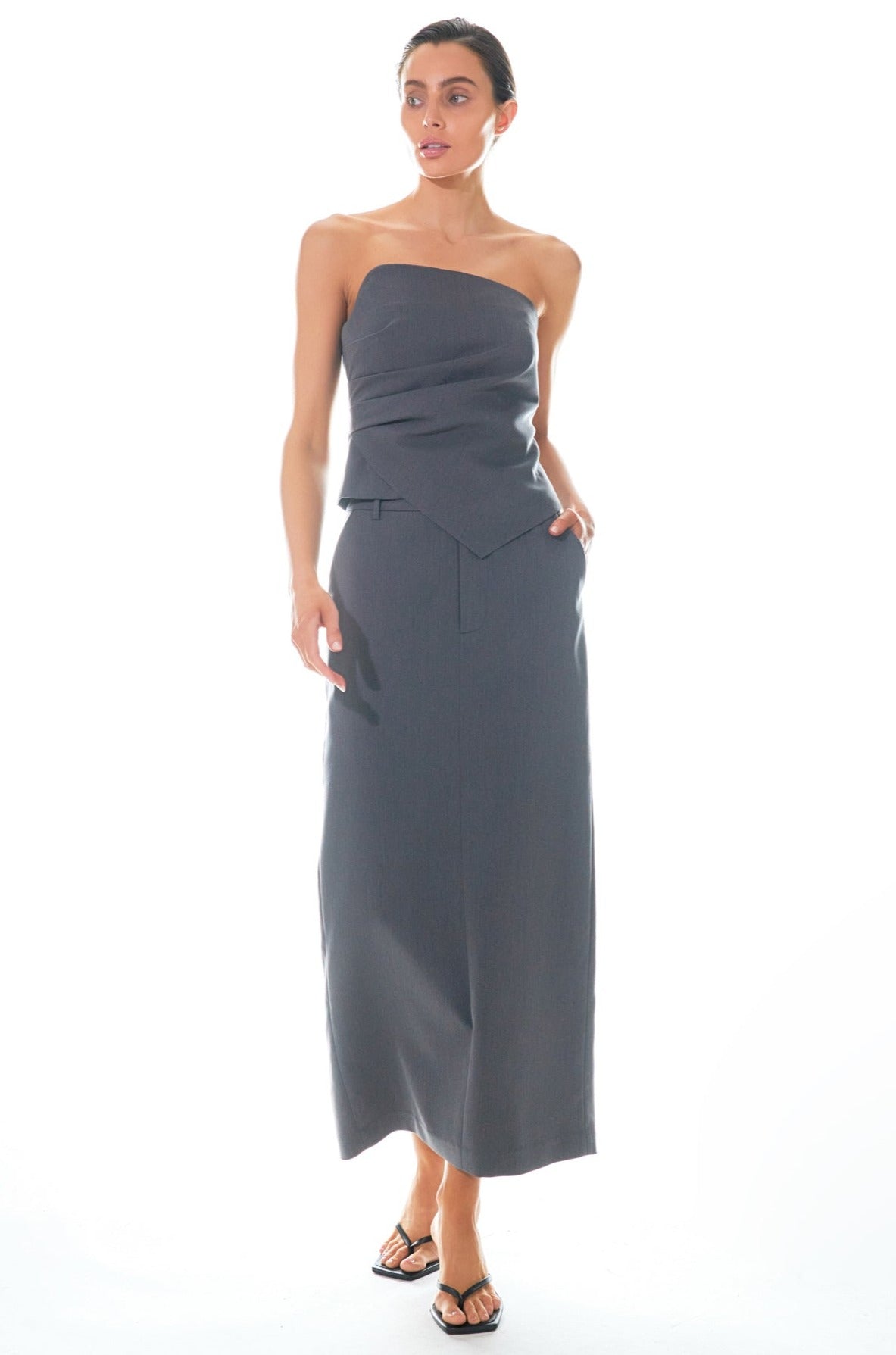 endless rose Mid-Waisted Maxi Skirt GREY