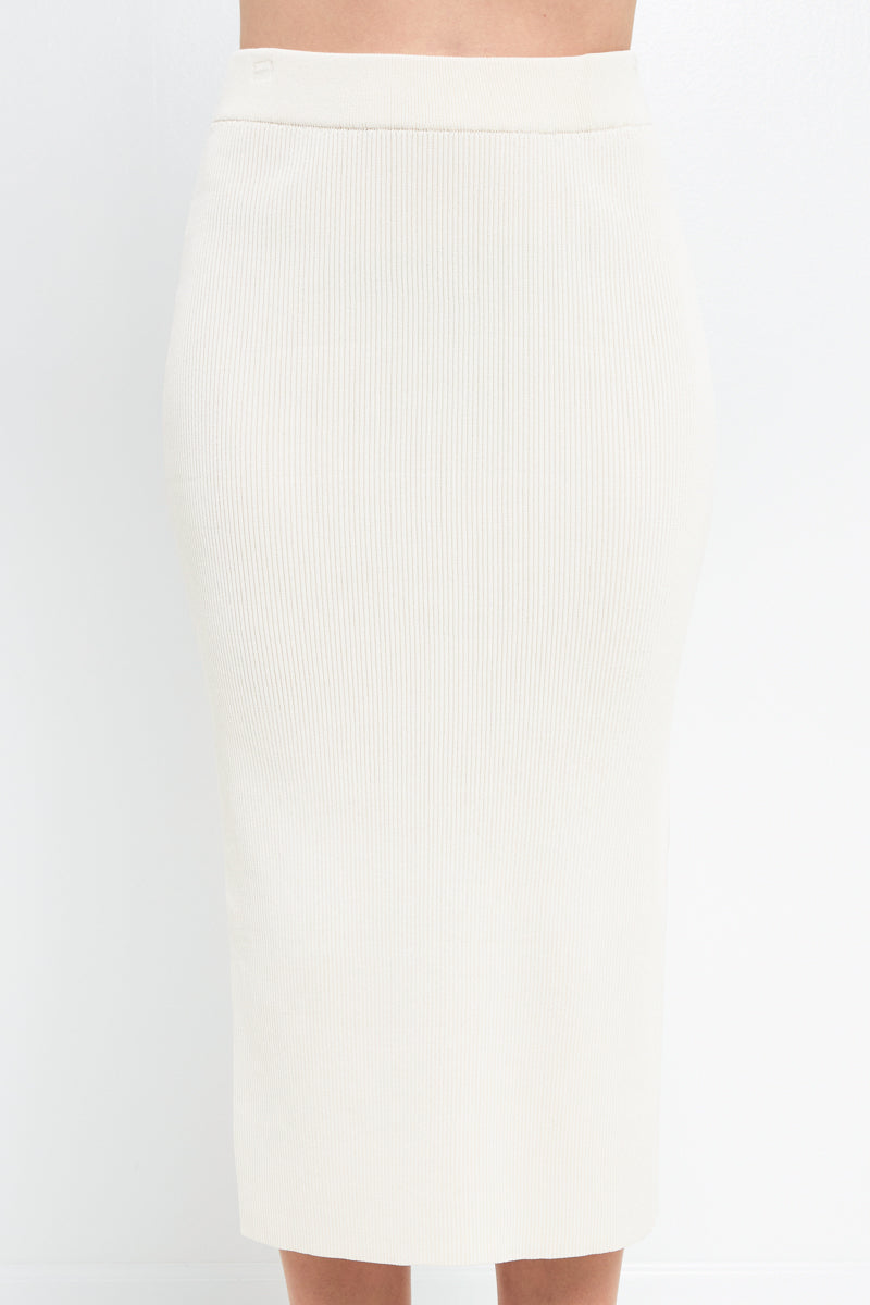 Endless Rose Midi Knit Skirt With Side Slit IVORY