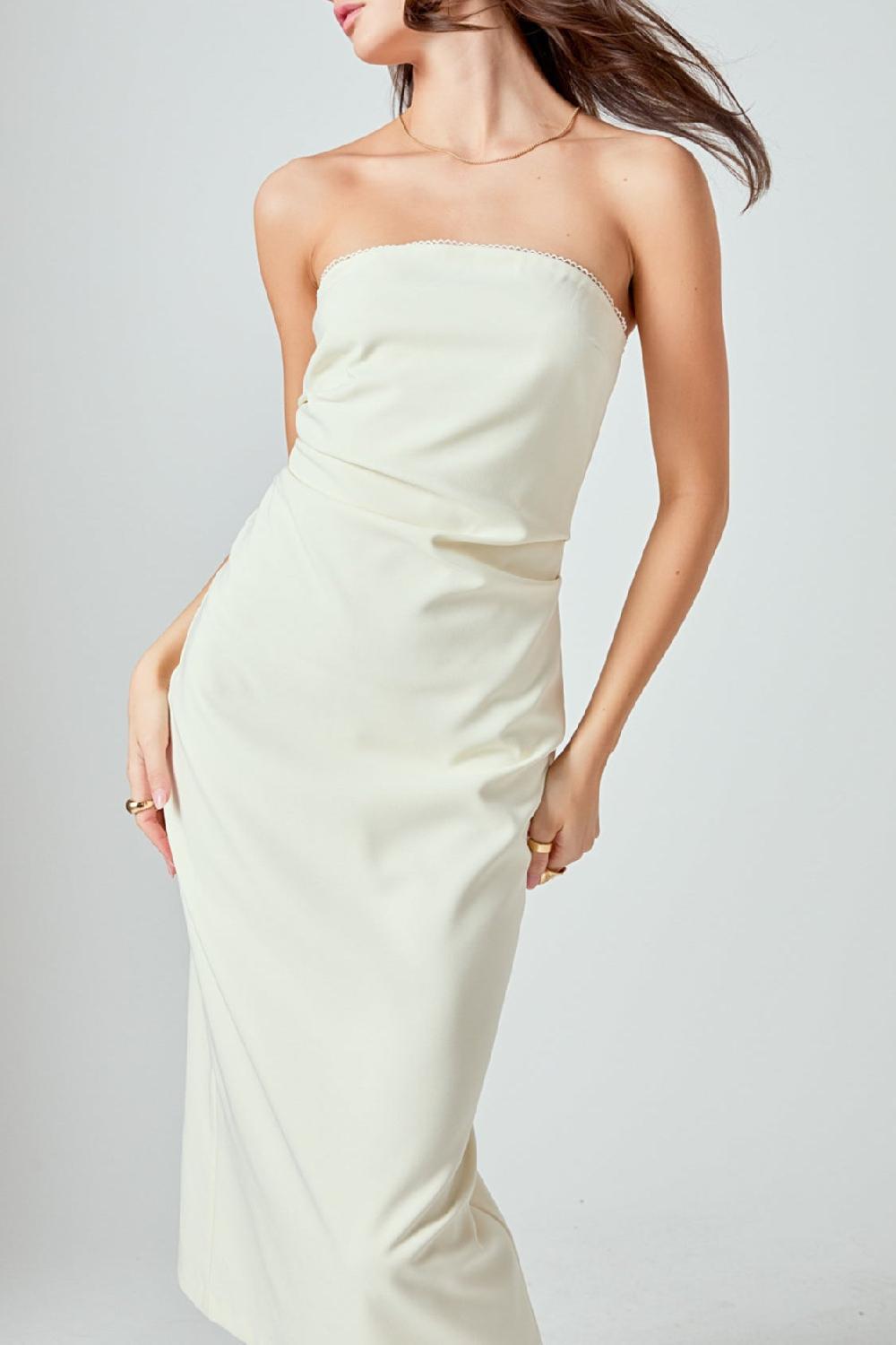 Endless Rose Mina Strapless Midi Dress CREAM