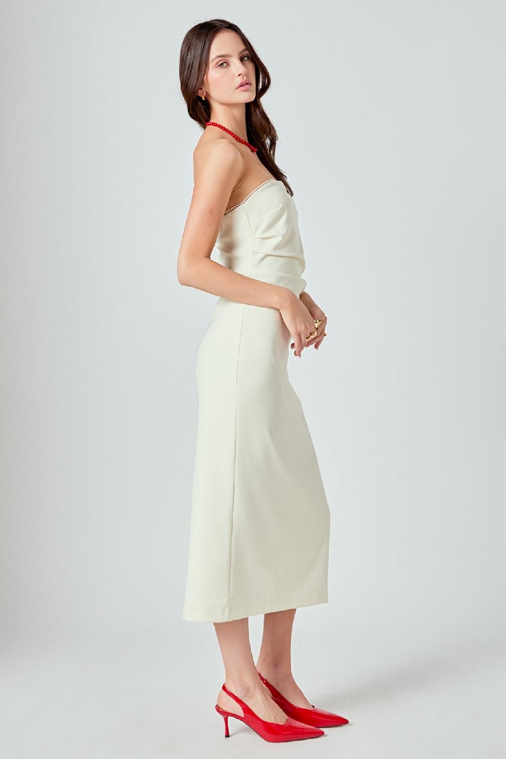 Endless Rose Mina Strapless Midi Dress CREAM