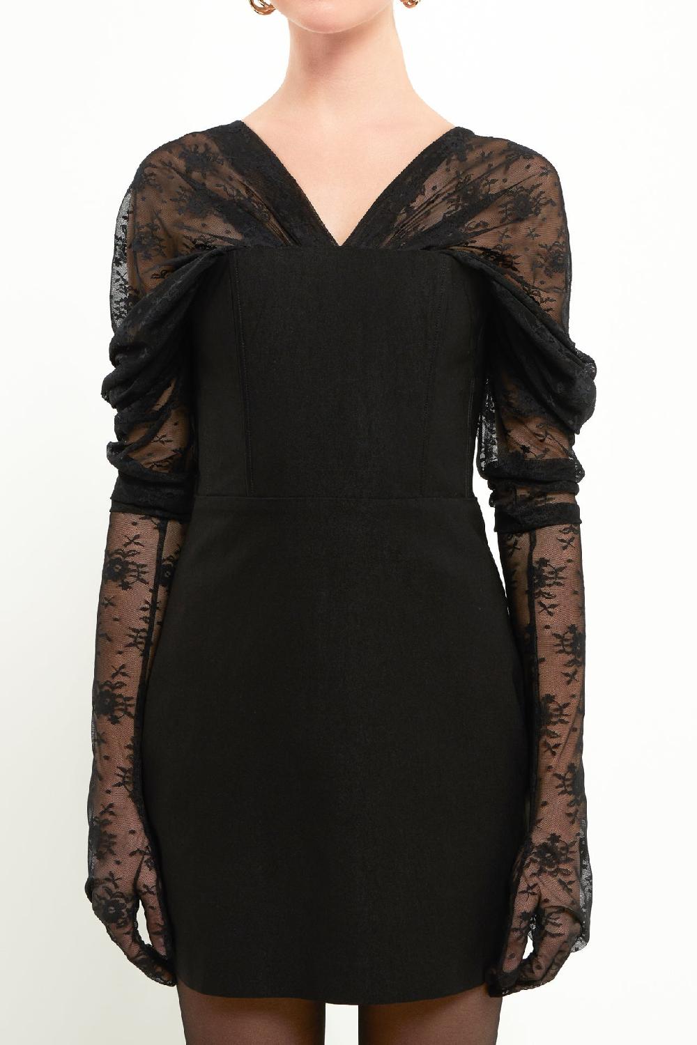 Endless Rose Mini Dress With Glove Sleeves BLACK