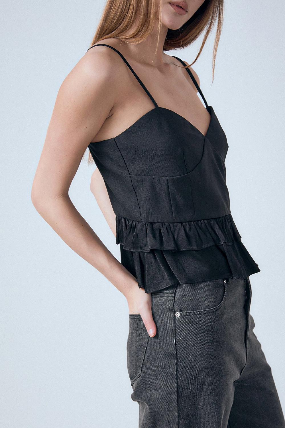 Endless Rose Mixed Media Layered Top BLACK