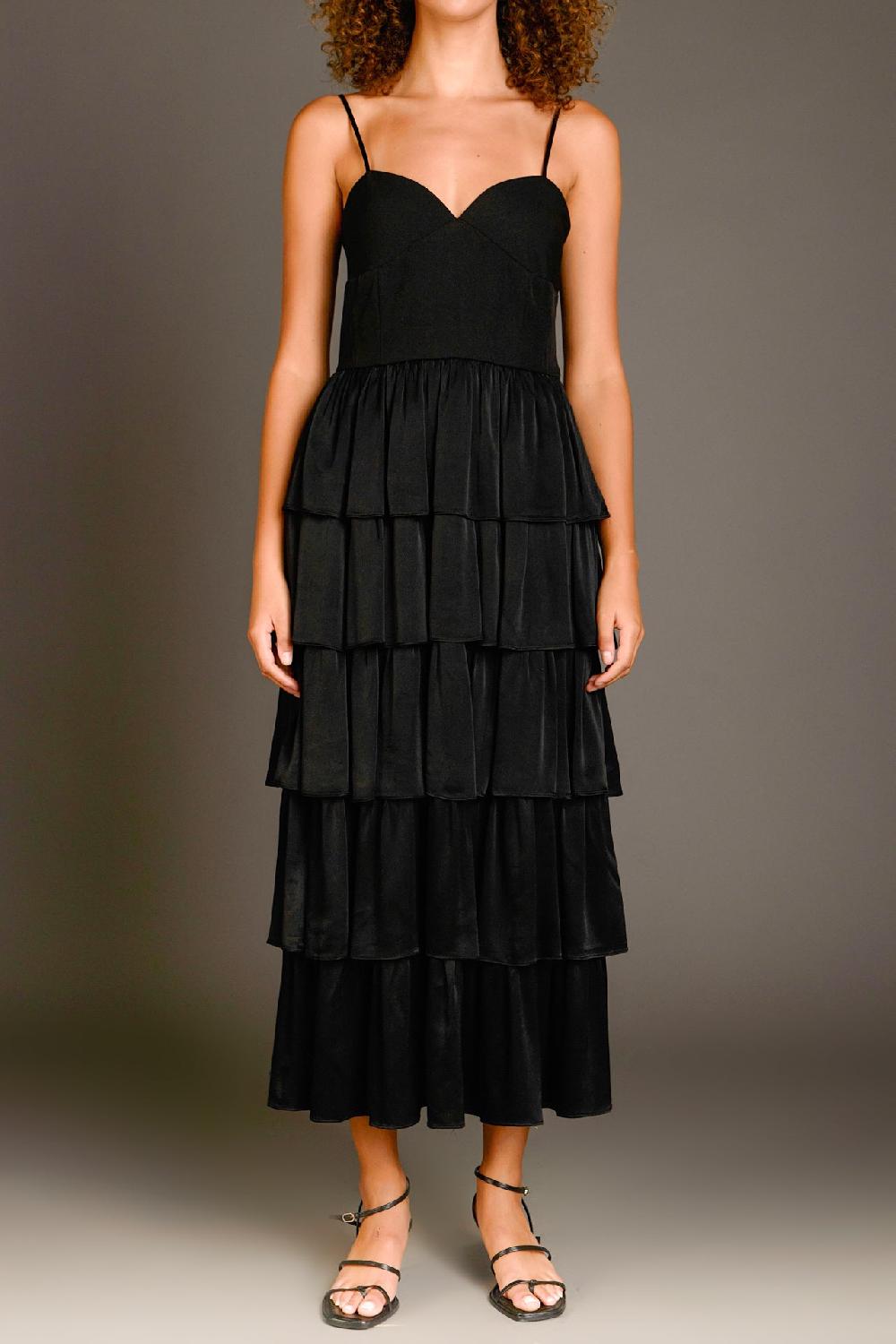 Endless Rose Mixed Media Maxi Dress BLACK