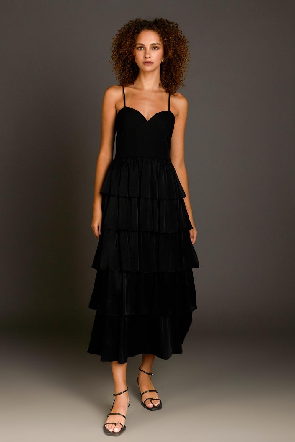 Endless Rose Mixed Media Maxi Dress BLACK