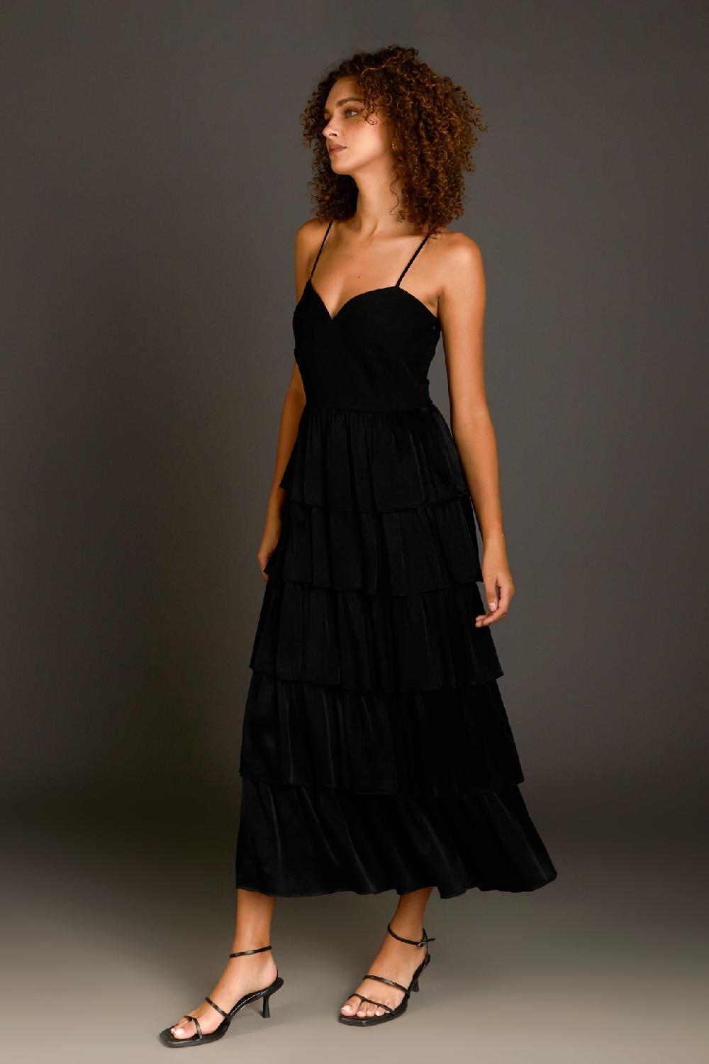 Endless Rose Mixed Media Maxi Dress BLACK