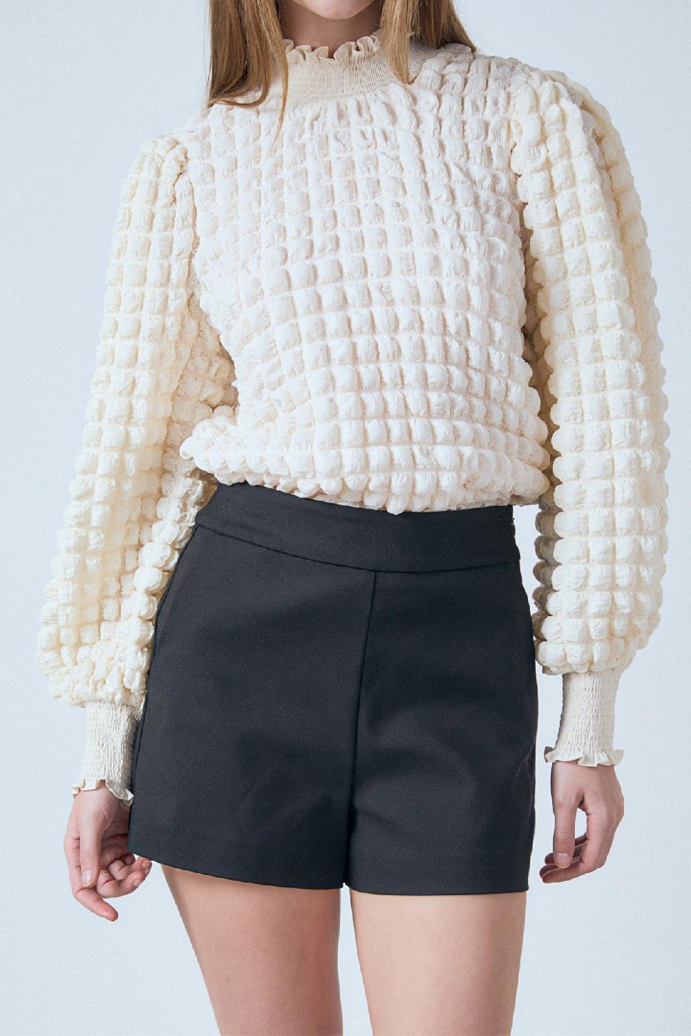 Endless Rose Mock Neck Long-Sleeve Blouse IVORY