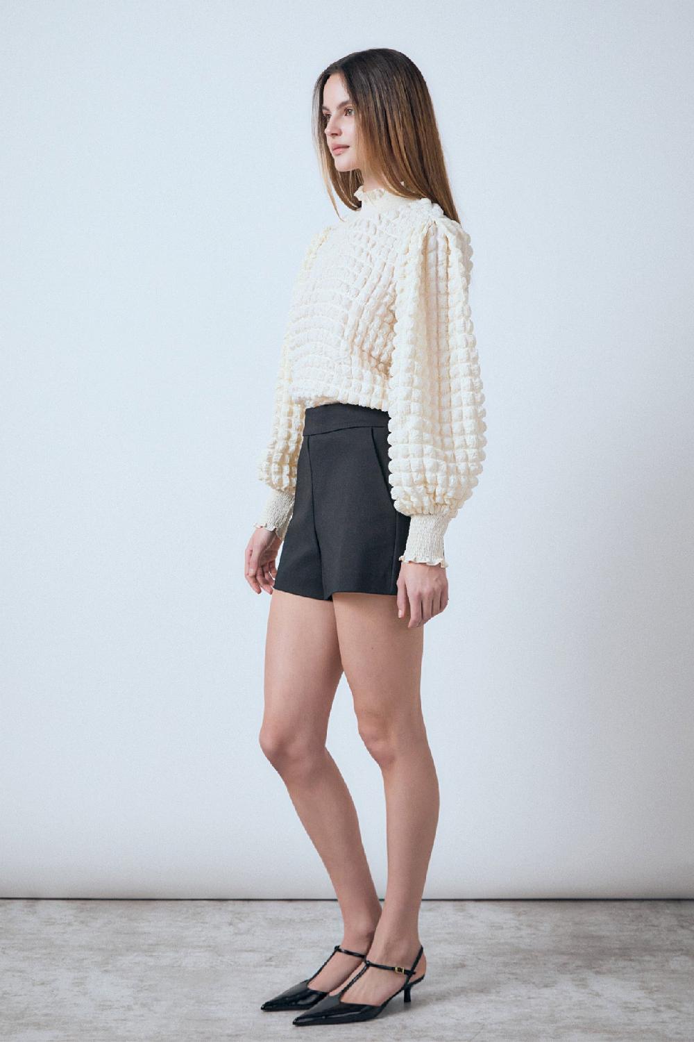 Endless Rose Mock Neck Long-Sleeve Blouse IVORY