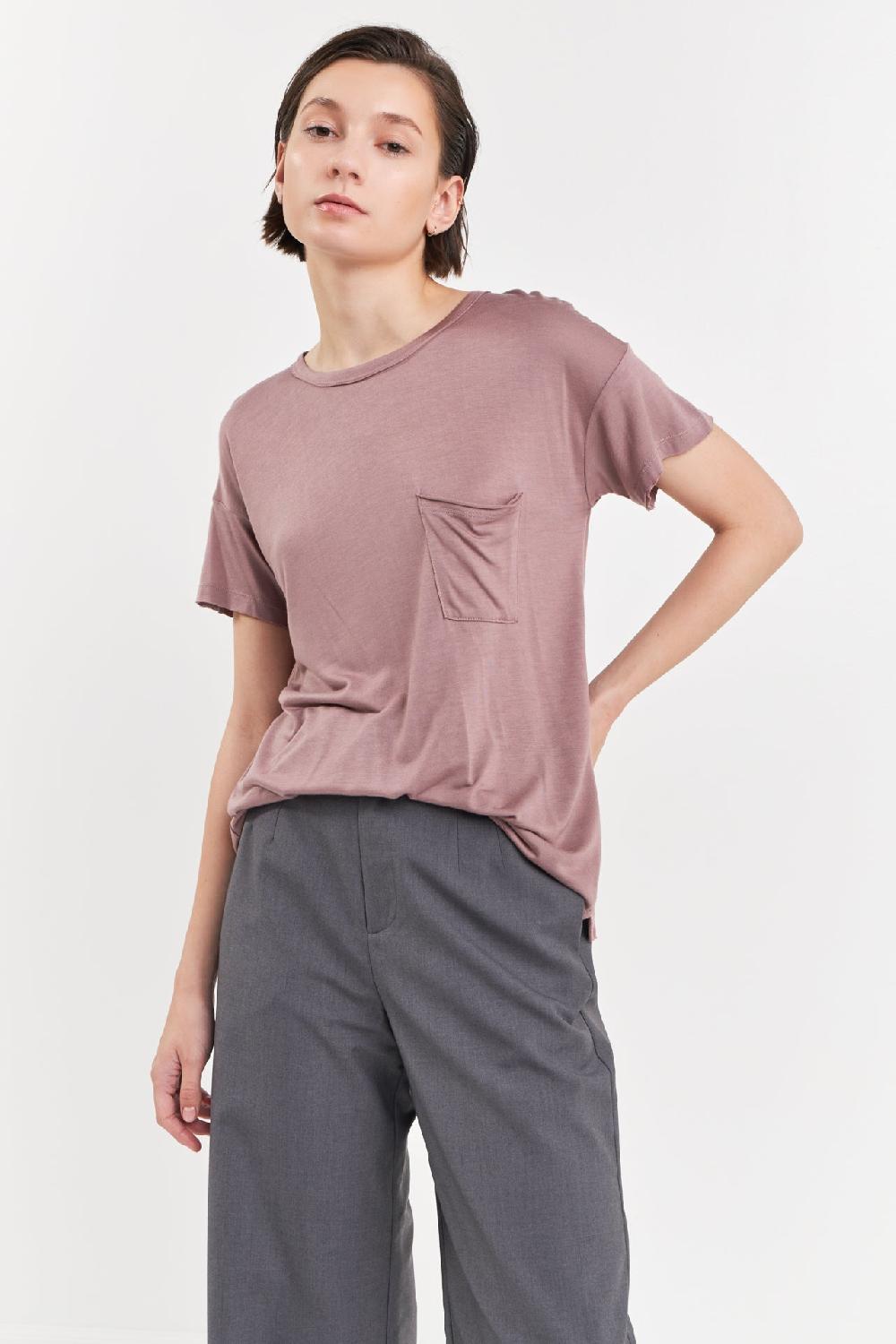endless rose Modal Pocket T-Shirt MAUVE