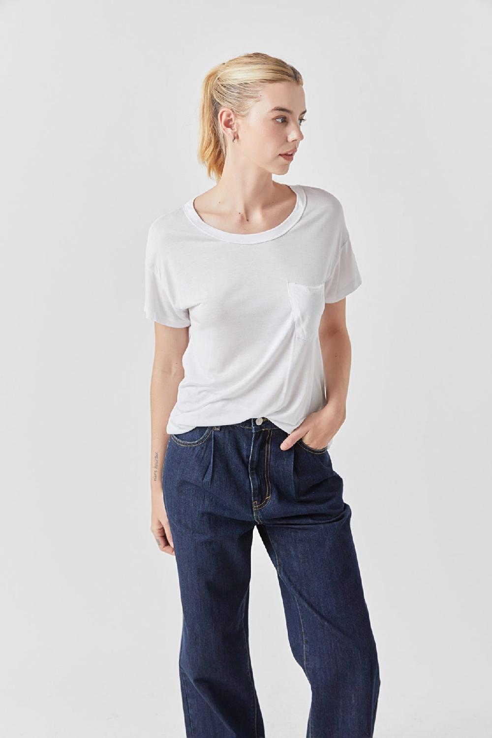 Endless Rose Modal Pocket T-Shirt WHITE