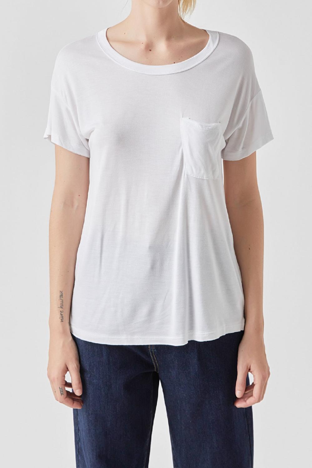 Endless Rose Modal Pocket T-Shirt WHITE