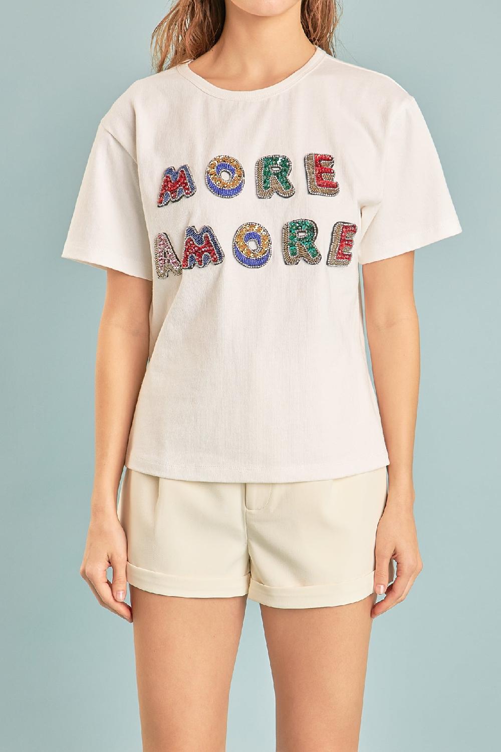 Endless Rose More Amore Embellished T-Shirt WHITE