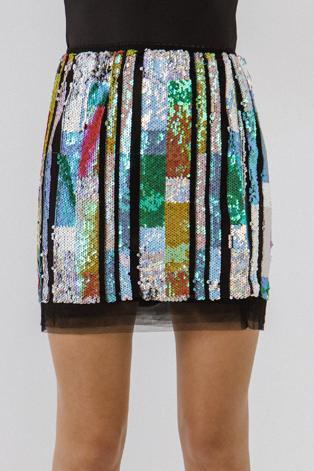 Endless Rose Multi Color Sequin Mini Skirt MULTI
