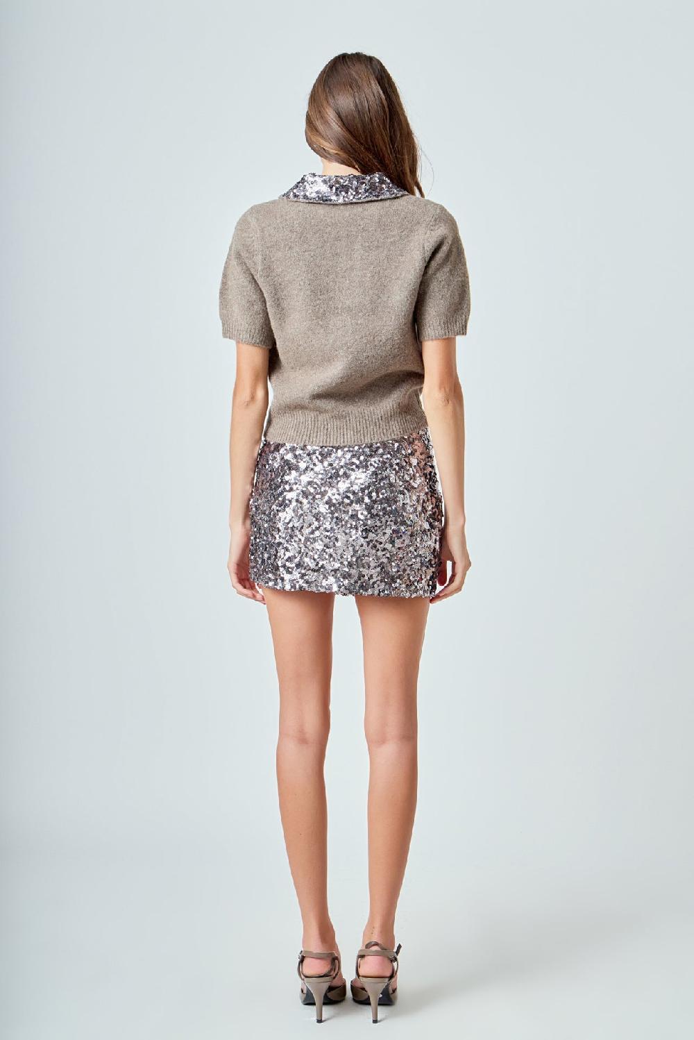 Endless Rose Multi Sequin Mini Skirt METAL