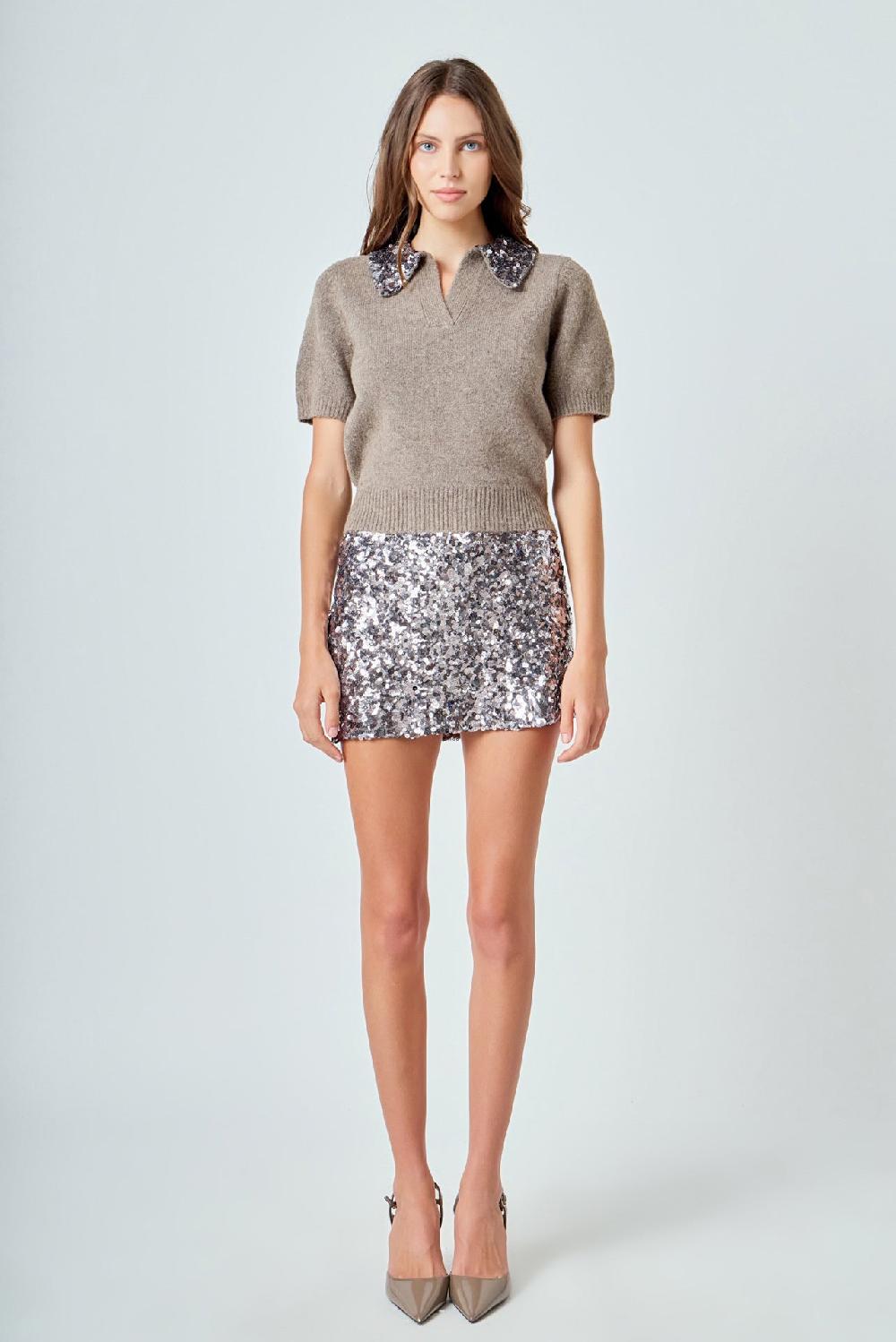 endless rose Multi Sequin Mini Skirt METAL