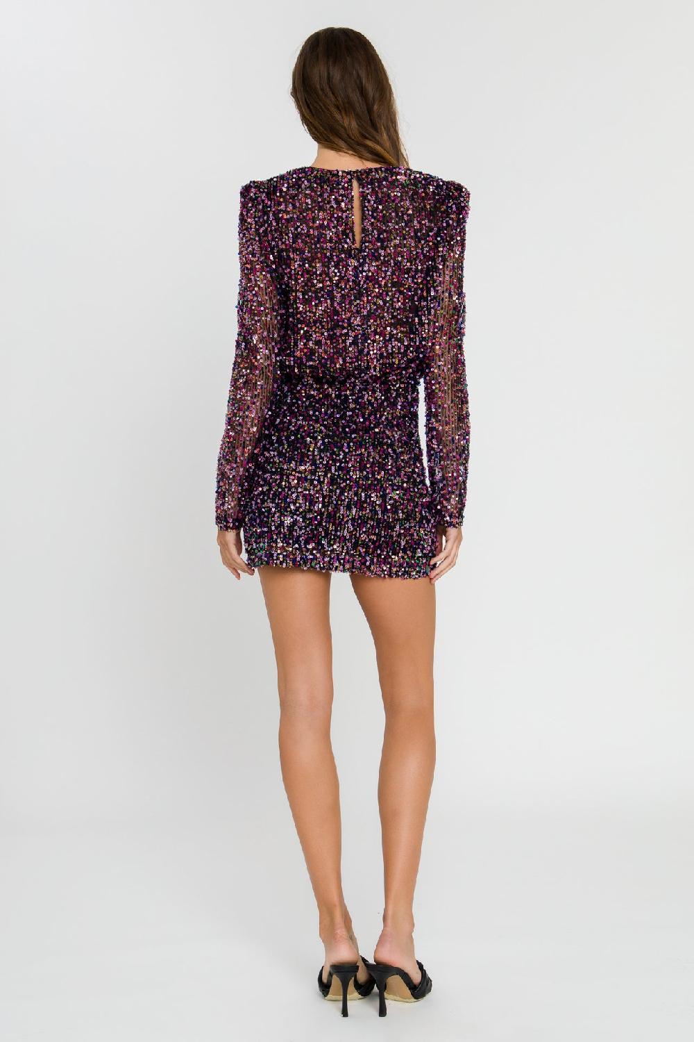 Endless Rose Multi Sequin Mini Skirt PURPLE