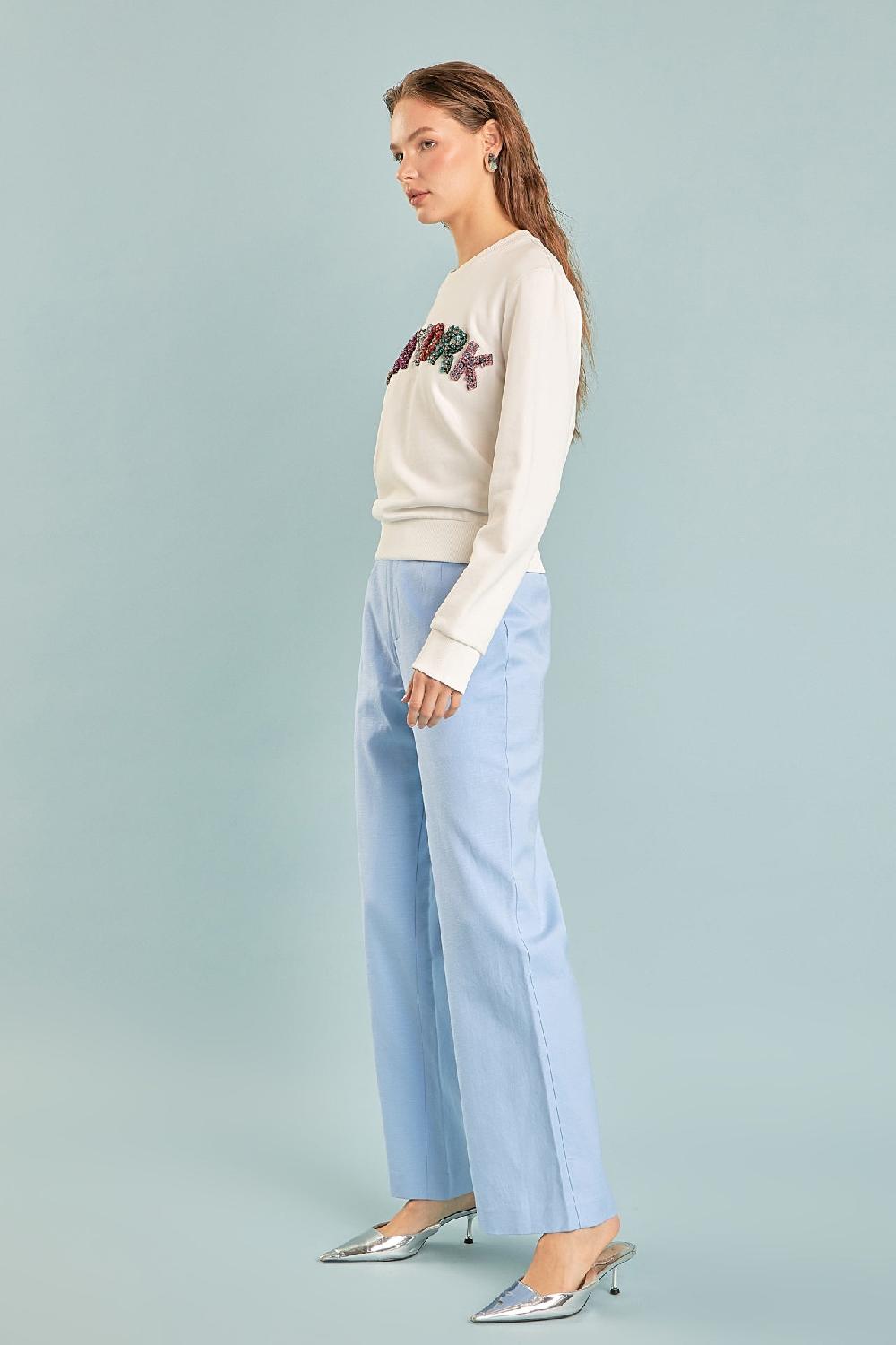 Endless Rose New York Embellished Sweatshirt WHITE