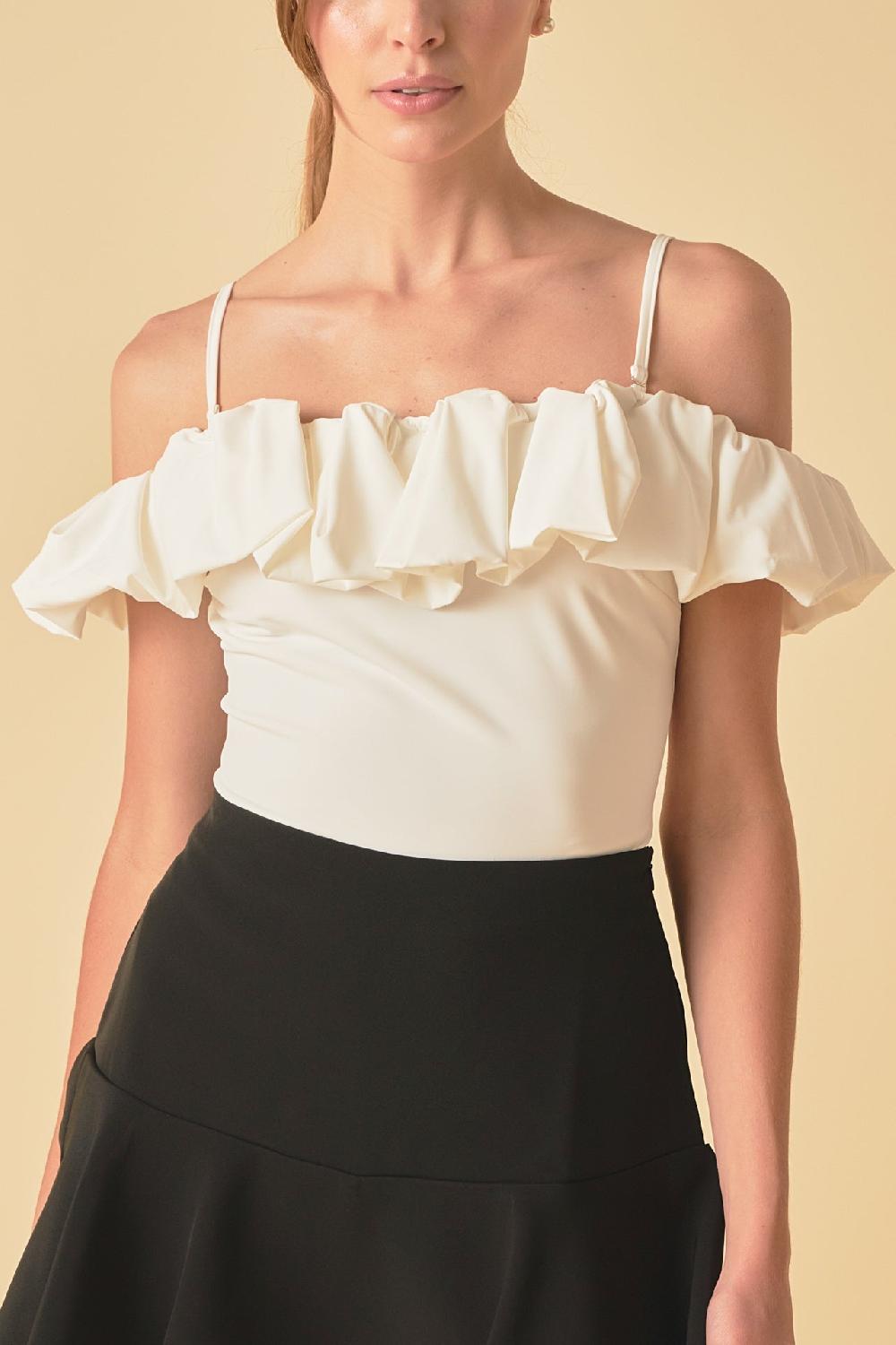 Endless Rose Off Shoulder Bubble Top WHITE