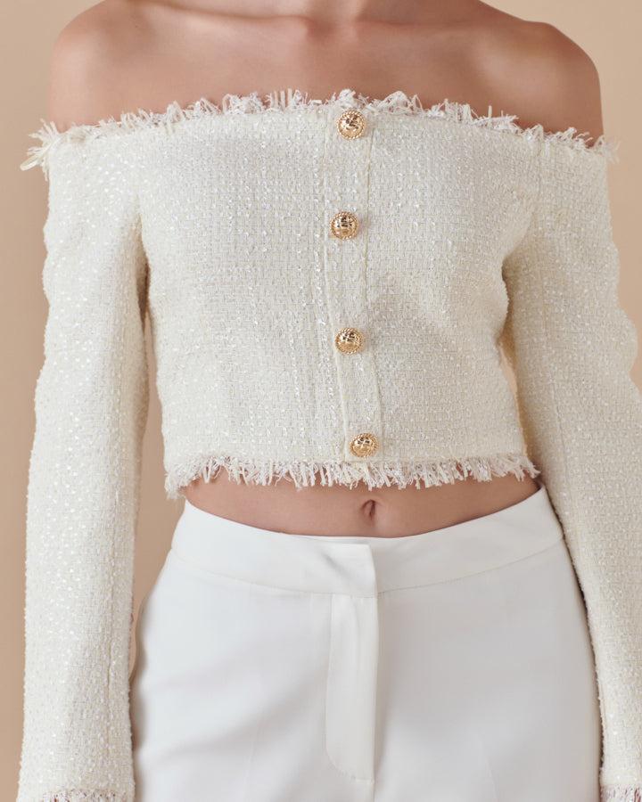 Endless Rose Off-The-Shoulder Long Sleeve Top NUDE