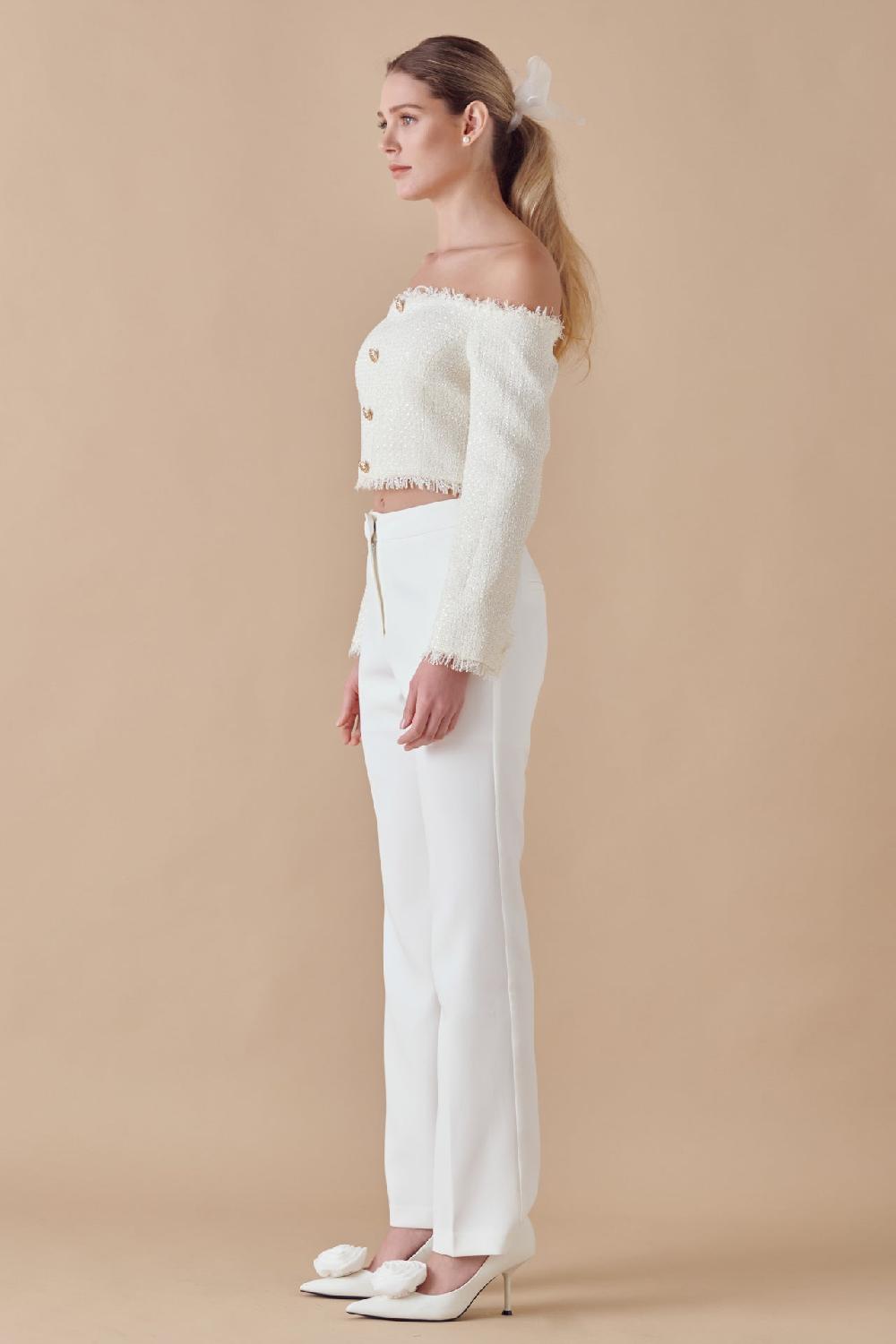 Endless Rose Off-The-Shoulder Long Sleeve Top NUDE