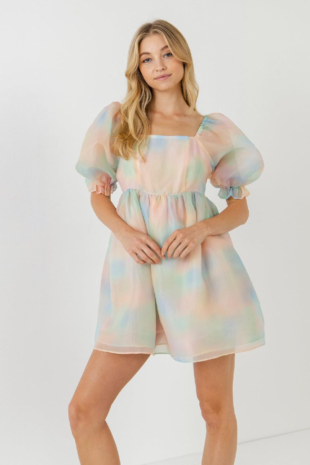 Endless Rose Ombre Puff MIni Dress MULTI